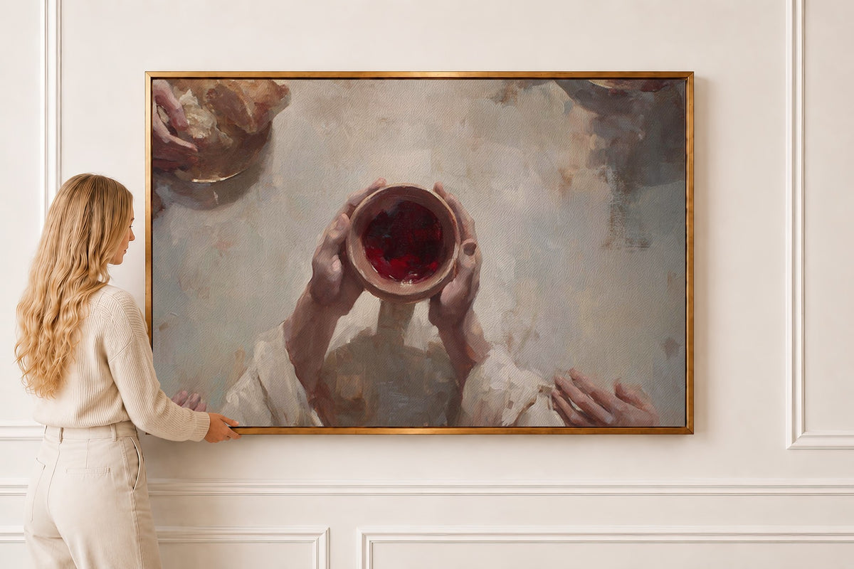 Last Supper — Communion Wall Art in a gold frame