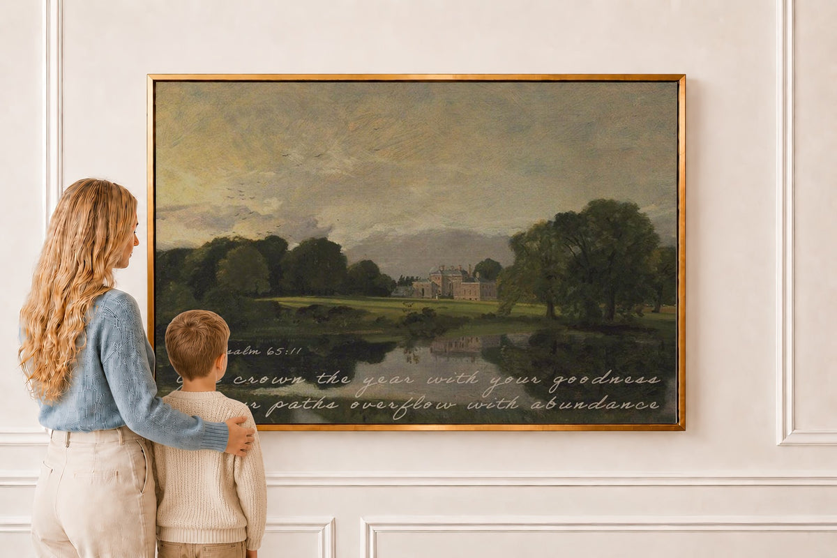 English Countryside — Psalm 65:11 in a gold frame