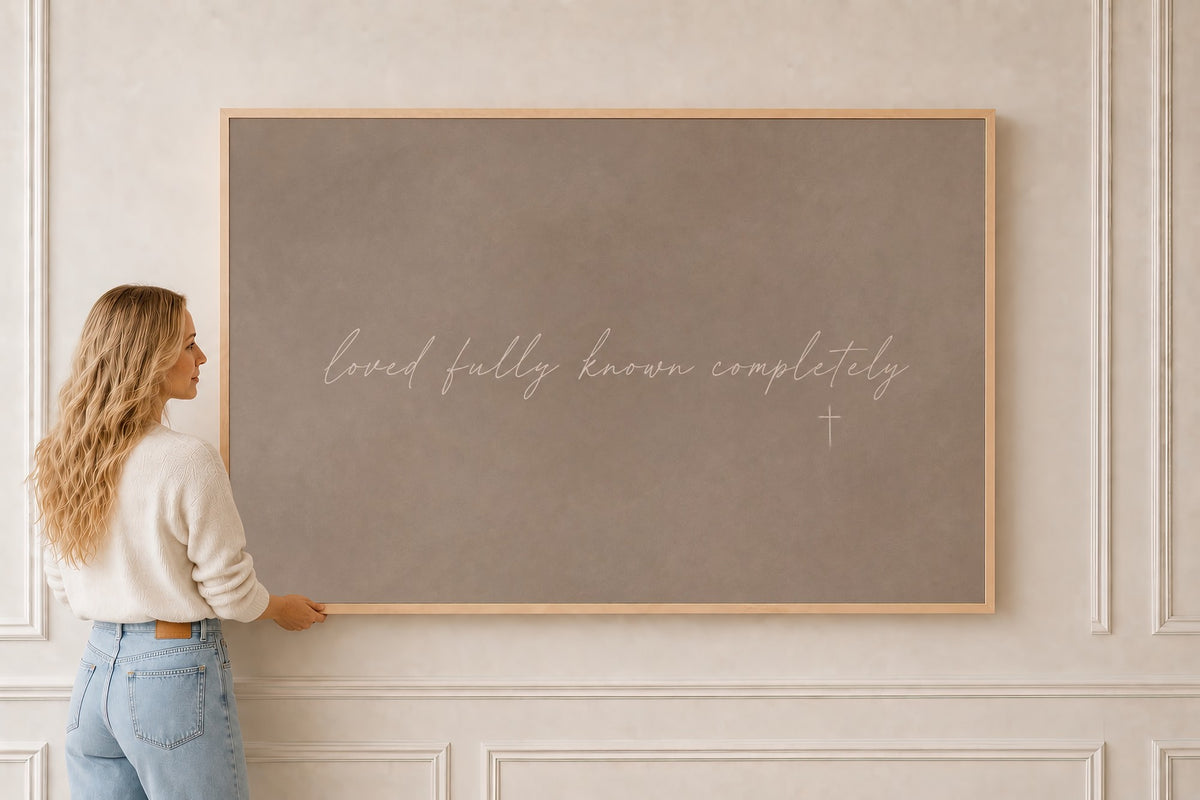 Loved Fully, Known Completely — Scripture Wall Art in a natural oak frame