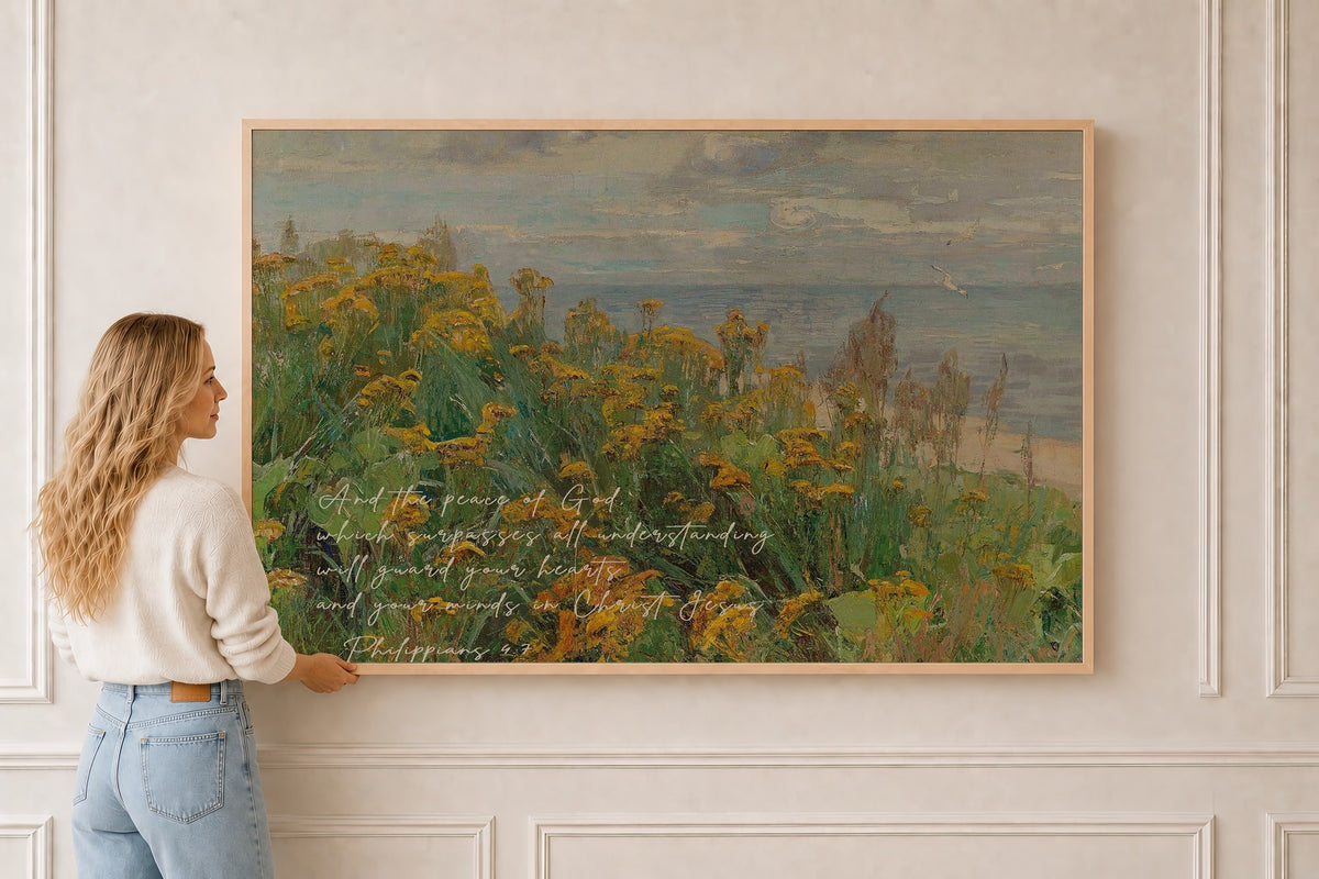 Christian Wildflower — Philippians 4:7 in a natural oak frame