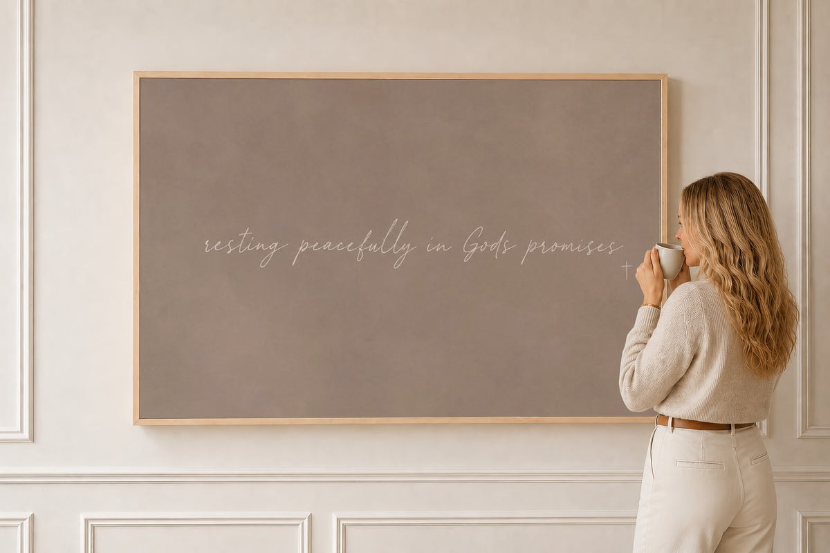 Resting Peacefully in God — Scripture Wall Art in a natural oak frame