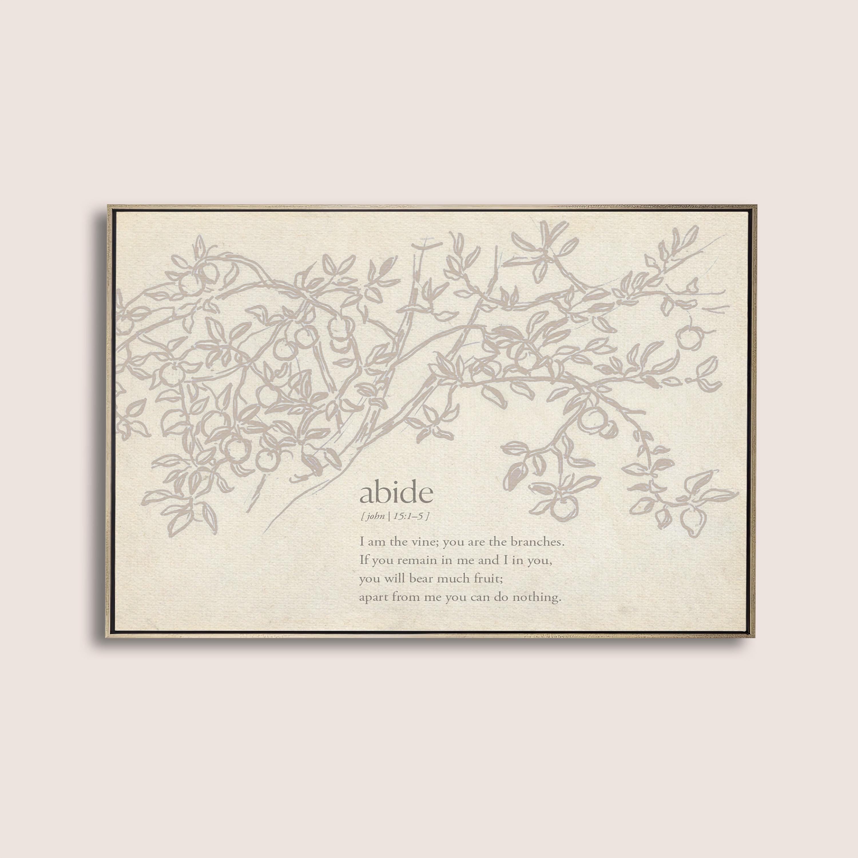 Abide Scripture Wall Art, John 15:1–5 Bible Verse Print, I Am the Vine You Are the Branches Artwork, Neutral Christian Home Decor
