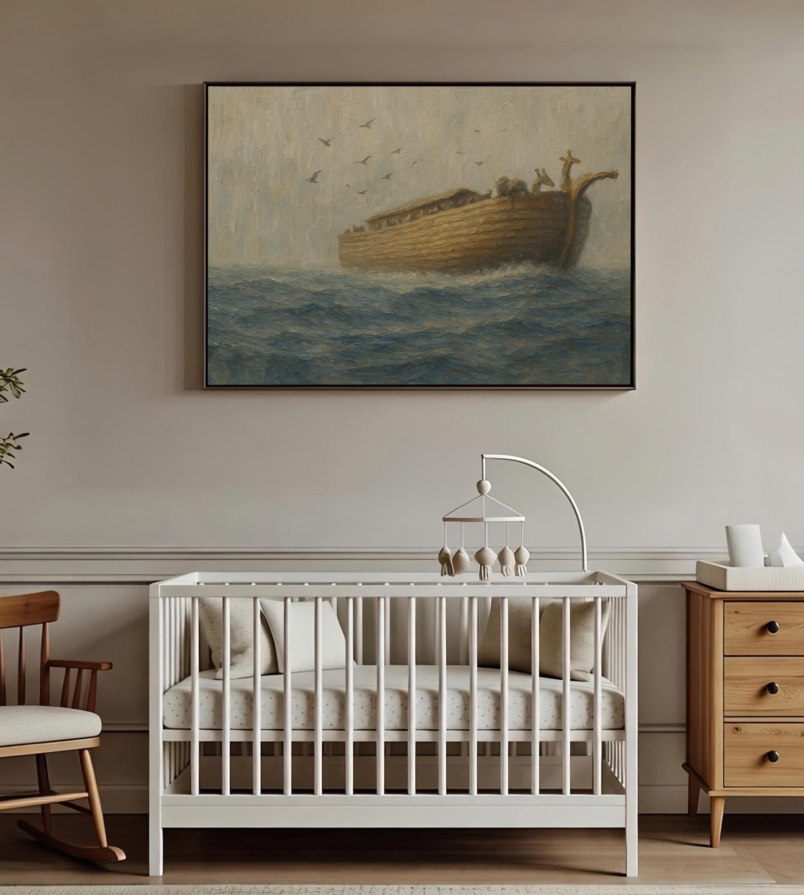 Noah's Ark Canvas Art Print: Christian Faith Nursery Decor