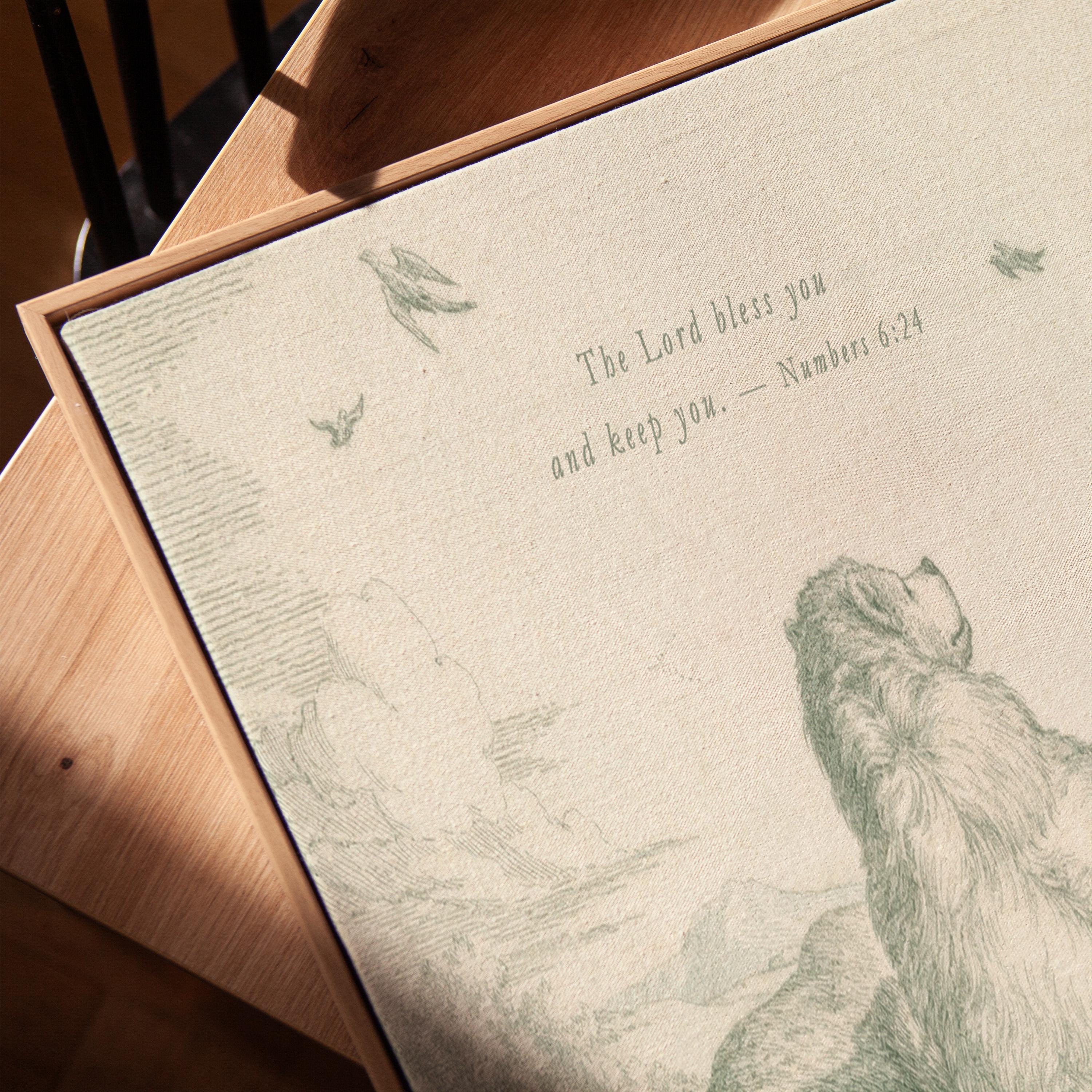 The Lord Bless You and Keep You Nursery Wall Art | Vintage Bear Christian Baby Room Decor | Numbers 6:24 Neutral Sage Printable