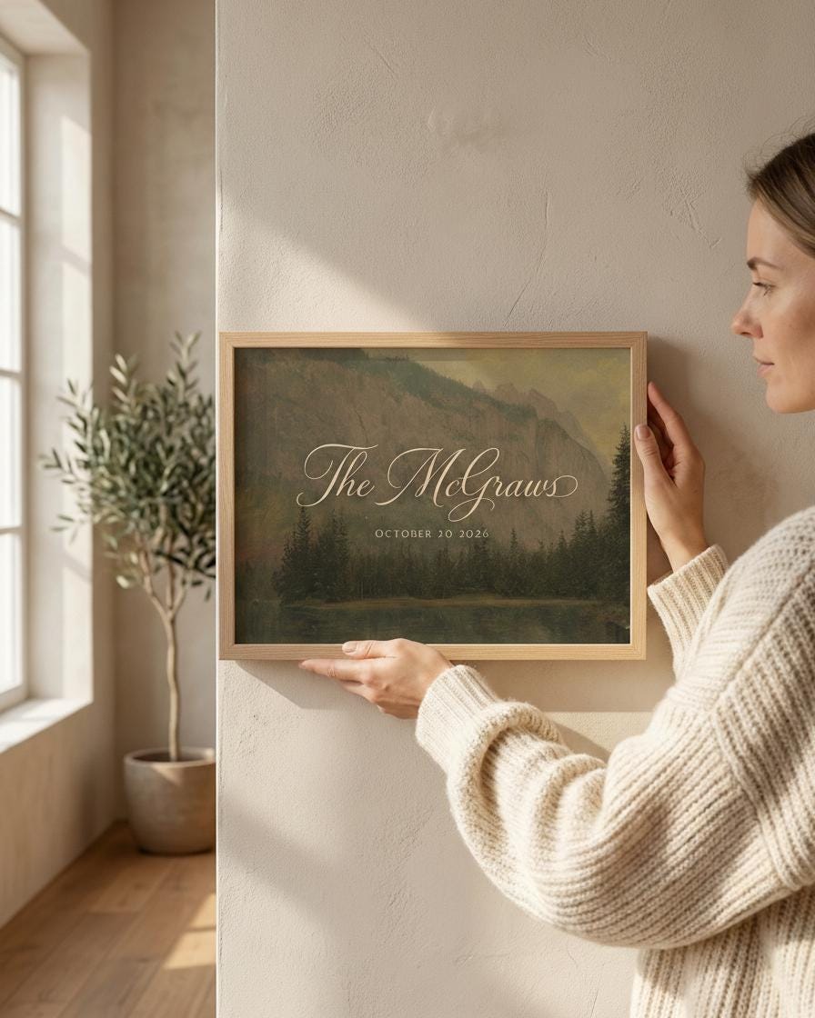 Custom Vintage Art Wedding Newlyweds Sign - Reception or Home Decor - Wedding Gift