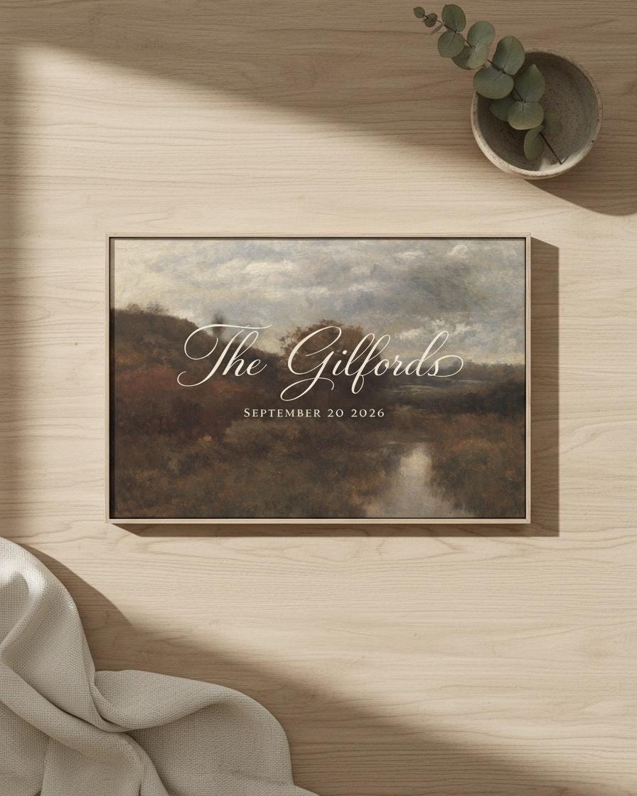 Custom Vintage Art Wedding Newlyweds Sign - Reception or Home Decor - Wedding Gift