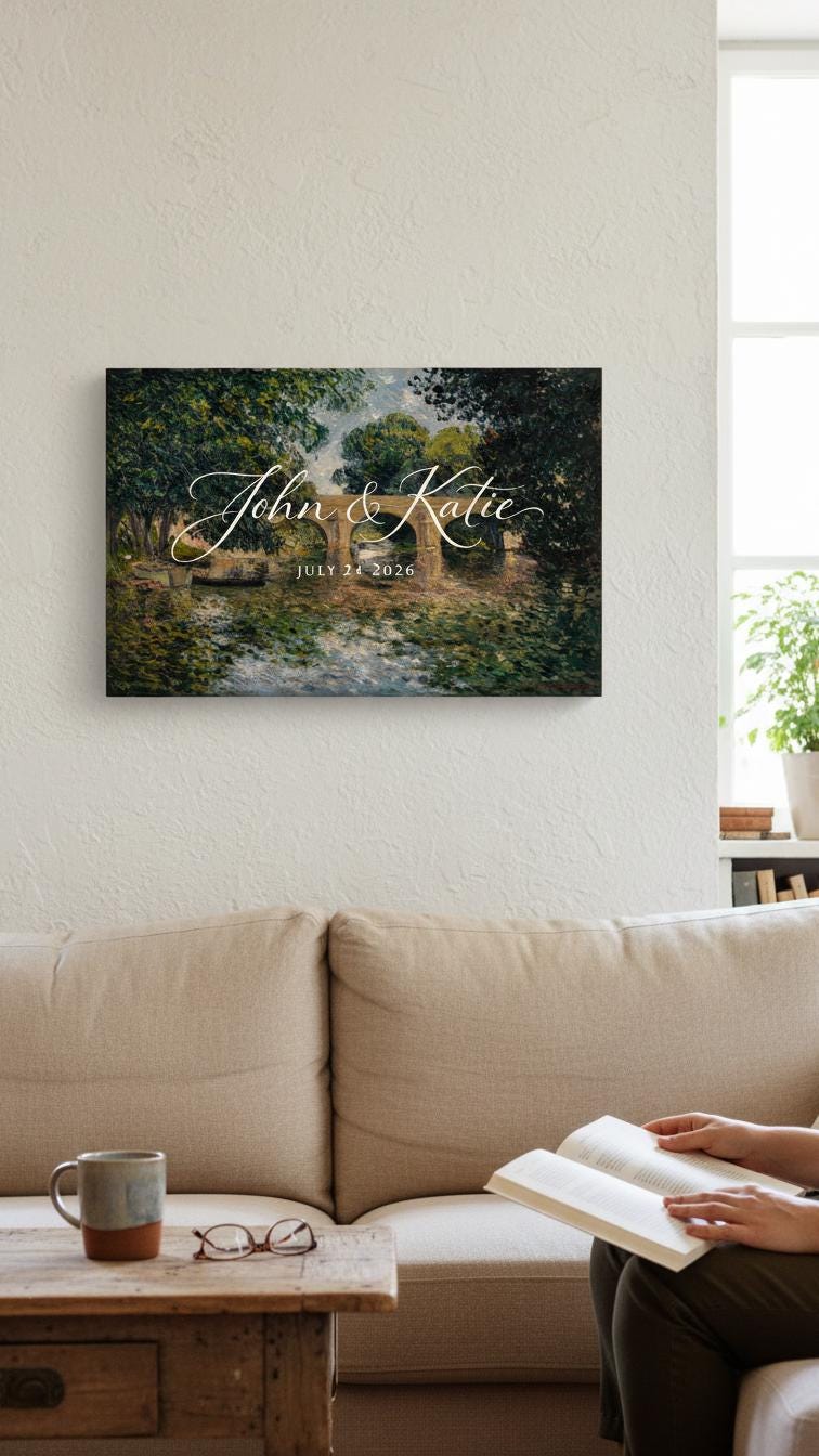 Custom Vintage Art Wedding Newlyweds Sign - Reception or Home Decor - Wedding Gift