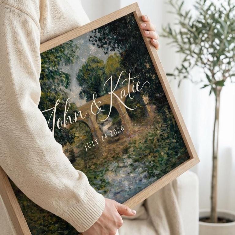 Custom Vintage Art Wedding Newlyweds Sign - Reception or Home Decor - Wedding Gift