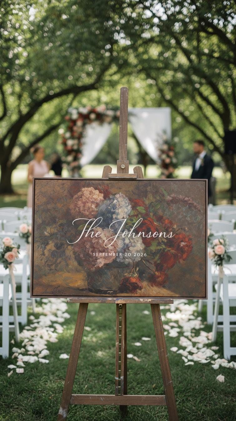 Custom Vintage Art Wedding Newlyweds Sign - Reception or Home Decor - Wedding Gift