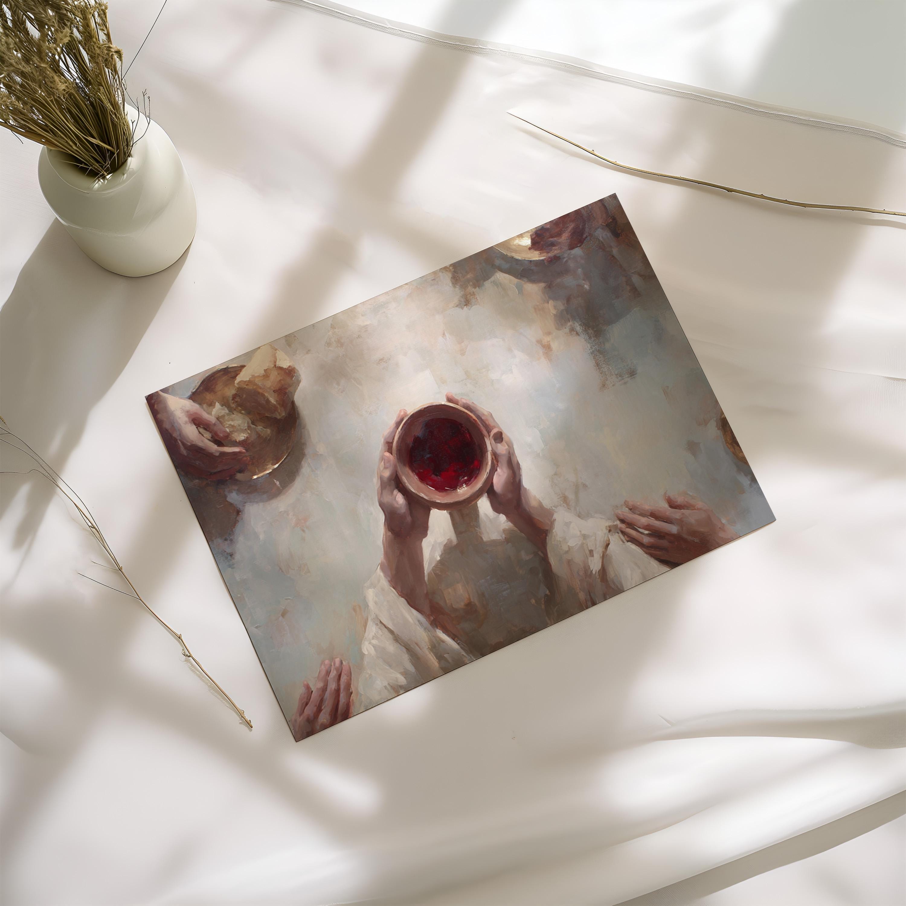 Jesus Last Supper Wall Art, Christian Communion Painting, Eucharist Artwork, Sacred Art Print