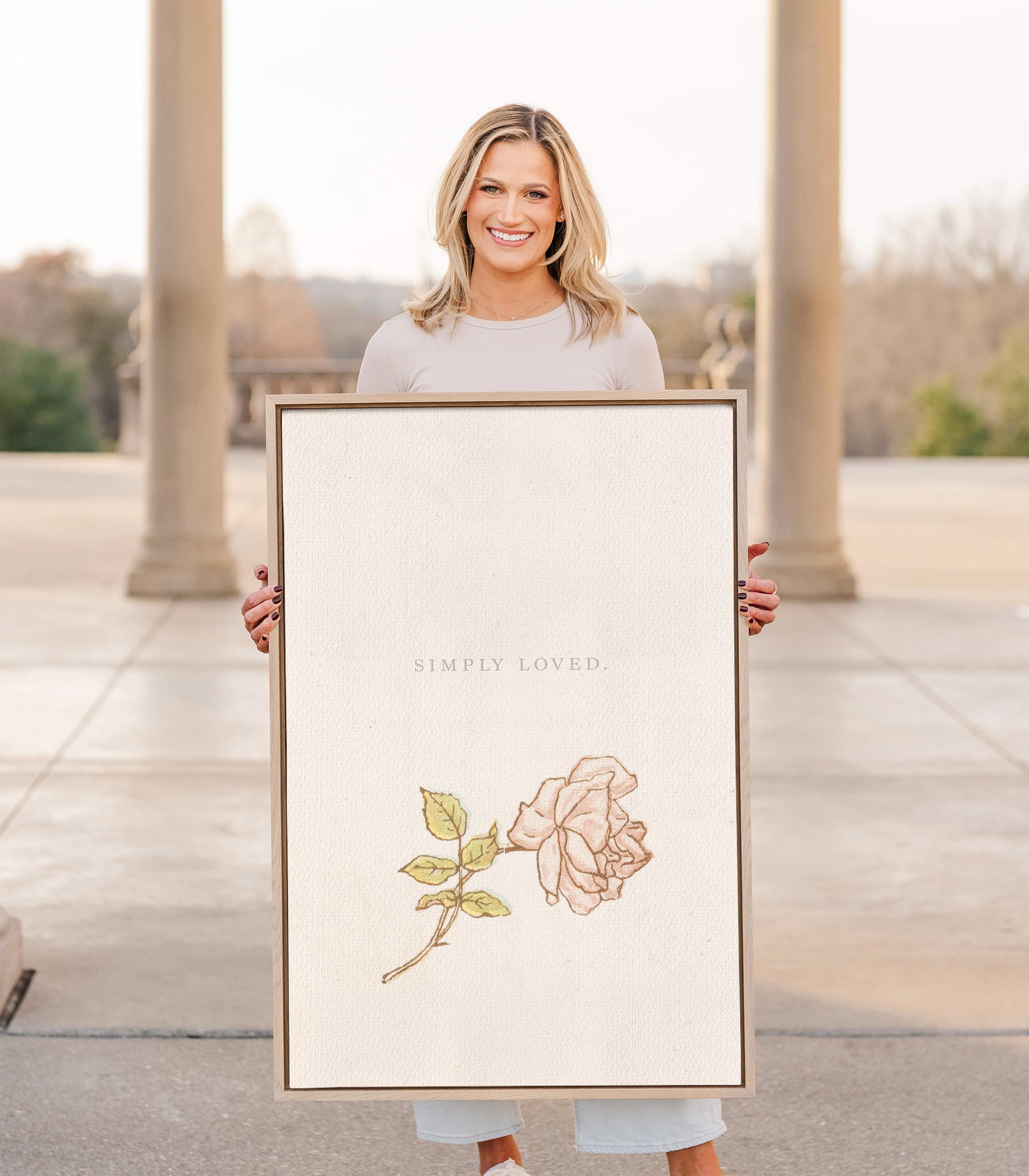 Simply Loved Christian Wall Art, Minimal Faith Nursery Print, Soft Floral Scripture Inspired Art, Neutral Christian Baby Room Decor