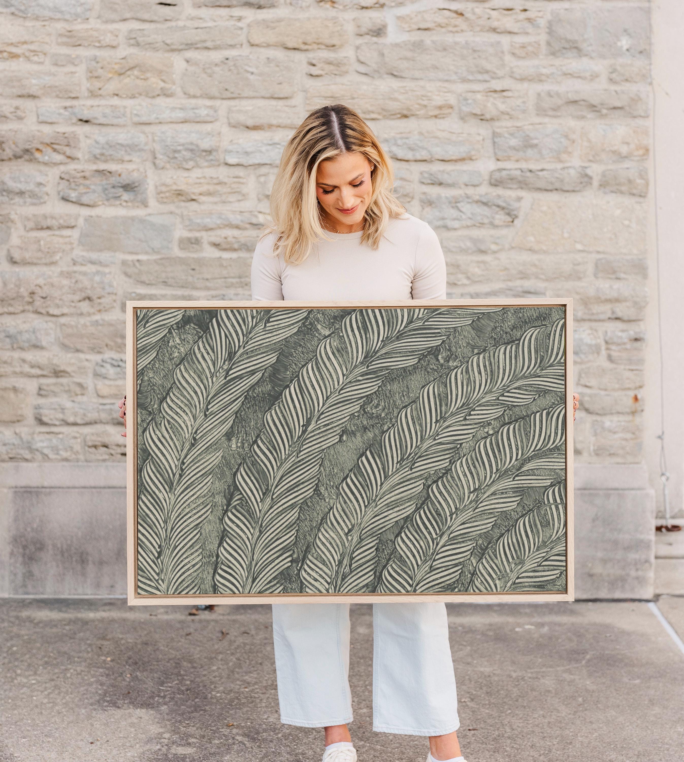 Neutral Botanical Wall Art, Green Palm Leaf Print, Earthy Faith Home Decor