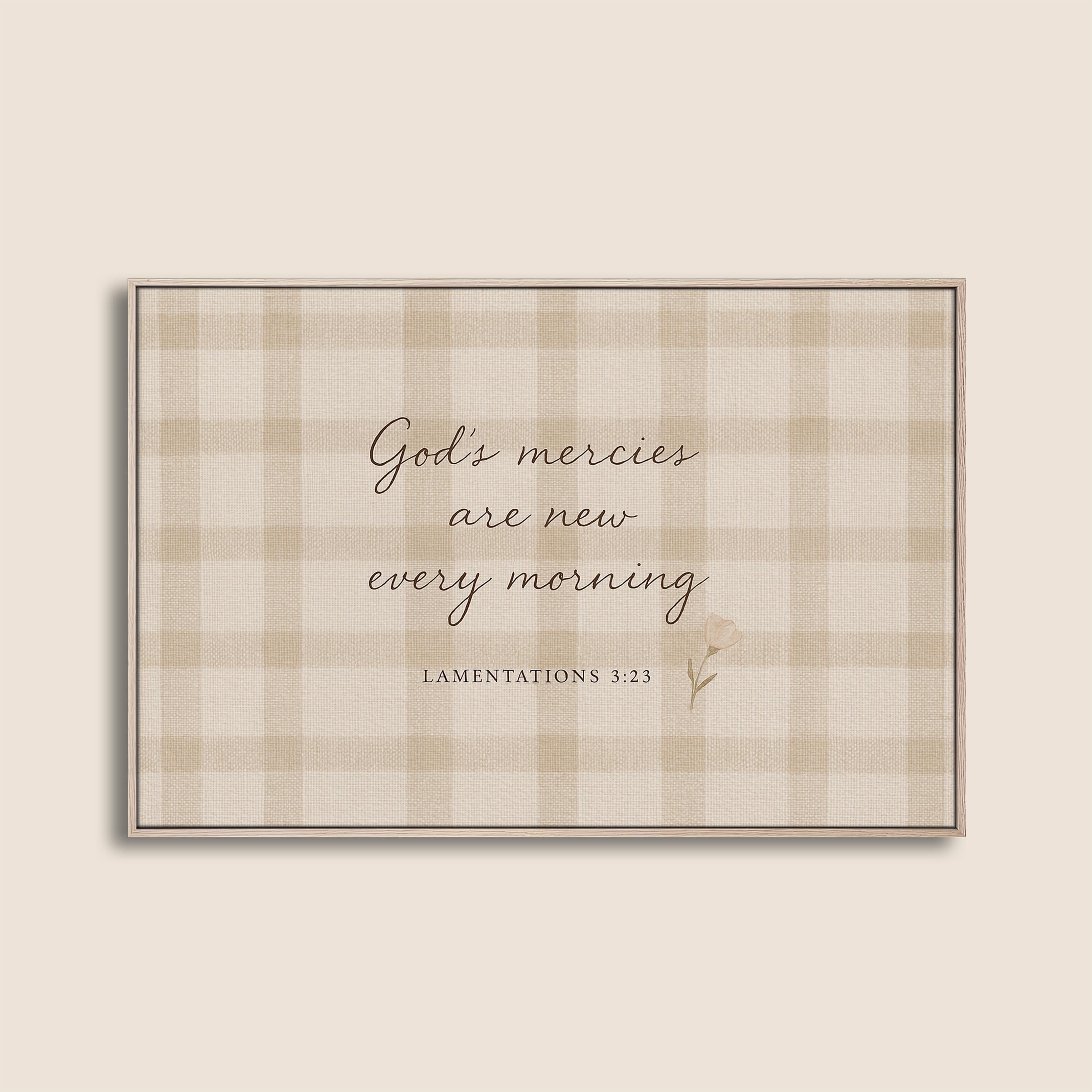 Baby Girl Nursery Decor Lamentations 3:23, God’s Mercies Are New Every Morning Artwork