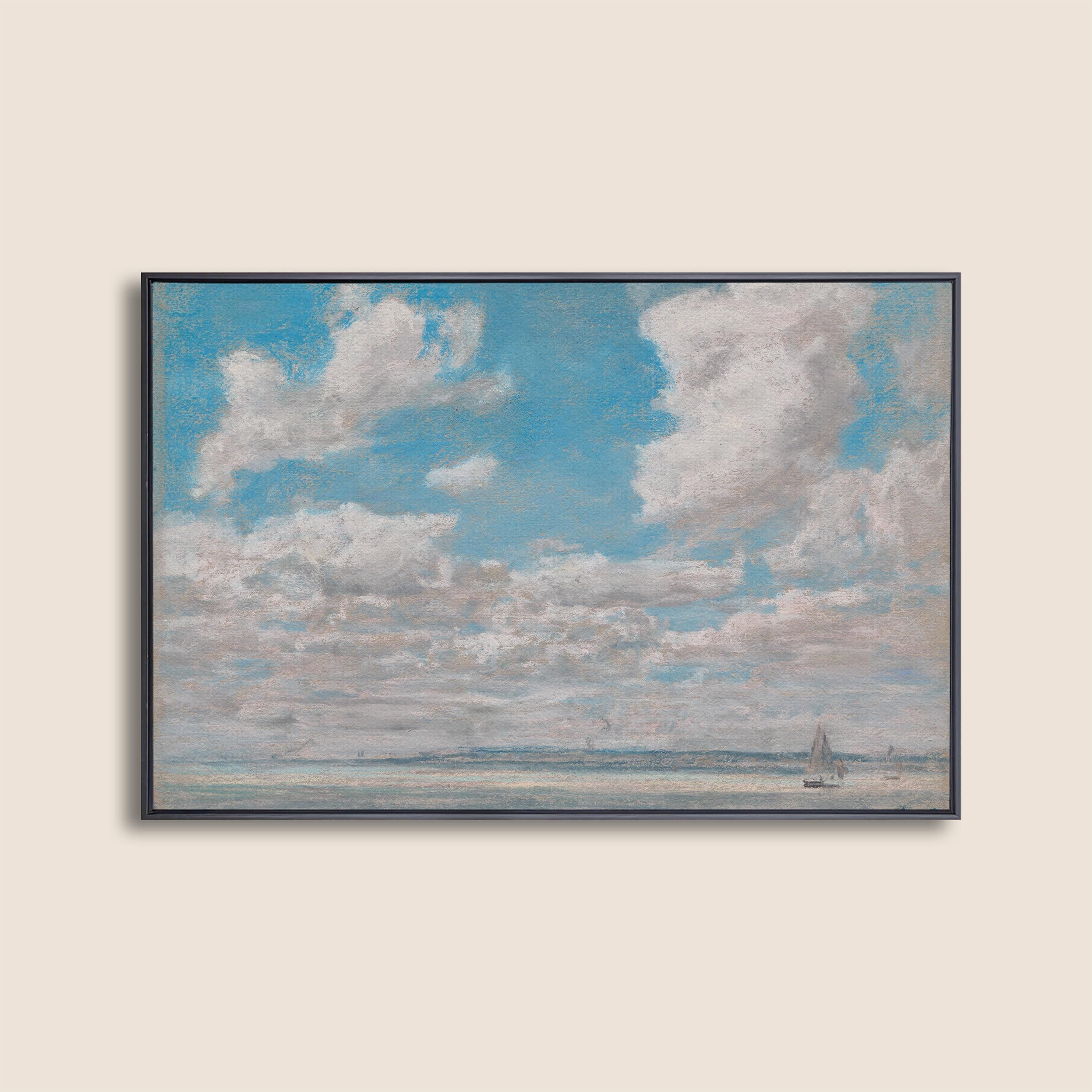 Neutral Nursery Landscape Wall Art – Soft Pastoral Ocean Print– Gender Neutral Baby Room Decor – Minimalist Nursery Artwork