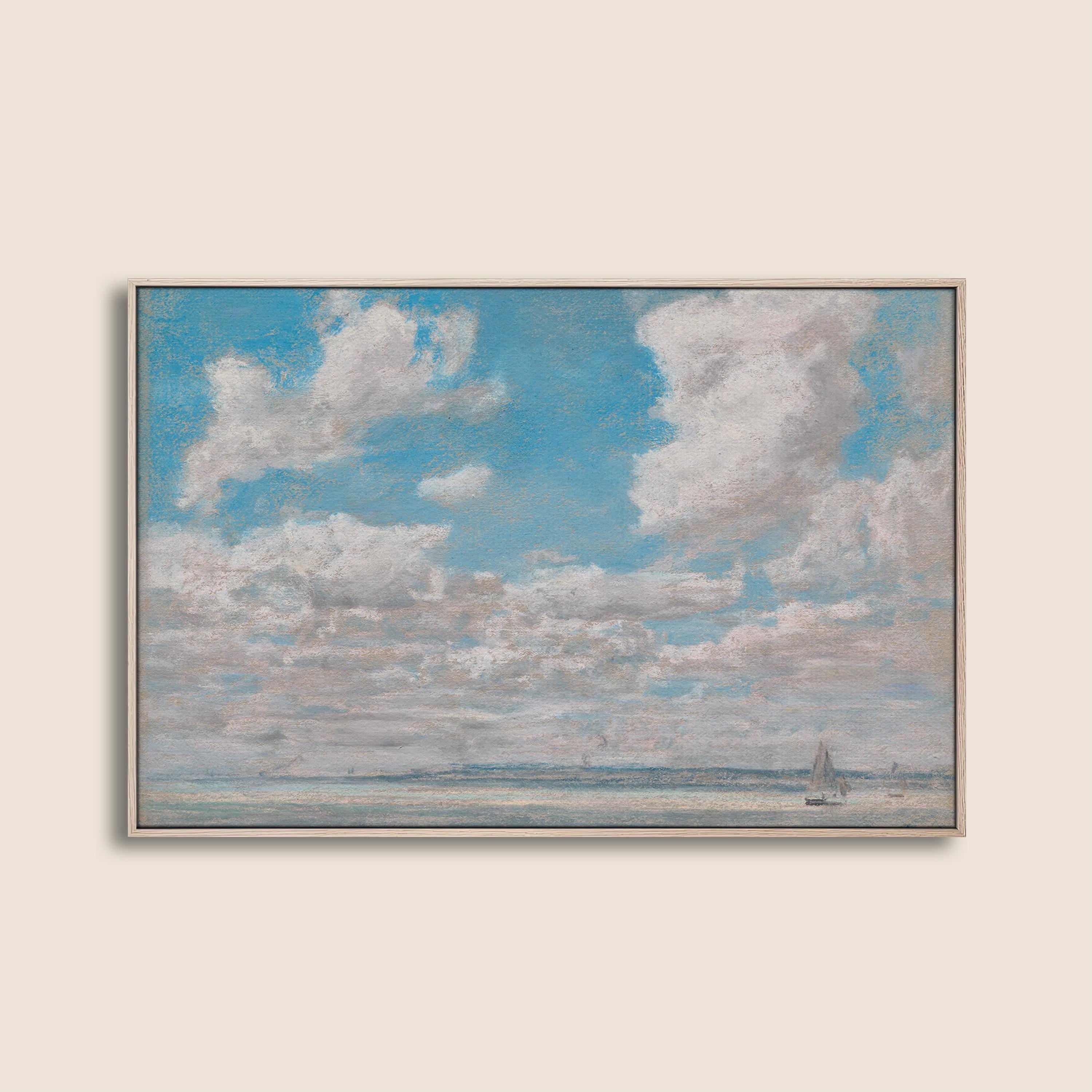 Neutral Nursery Landscape Wall Art – Soft Pastoral Ocean Print– Gender Neutral Baby Room Decor – Minimalist Nursery Artwork