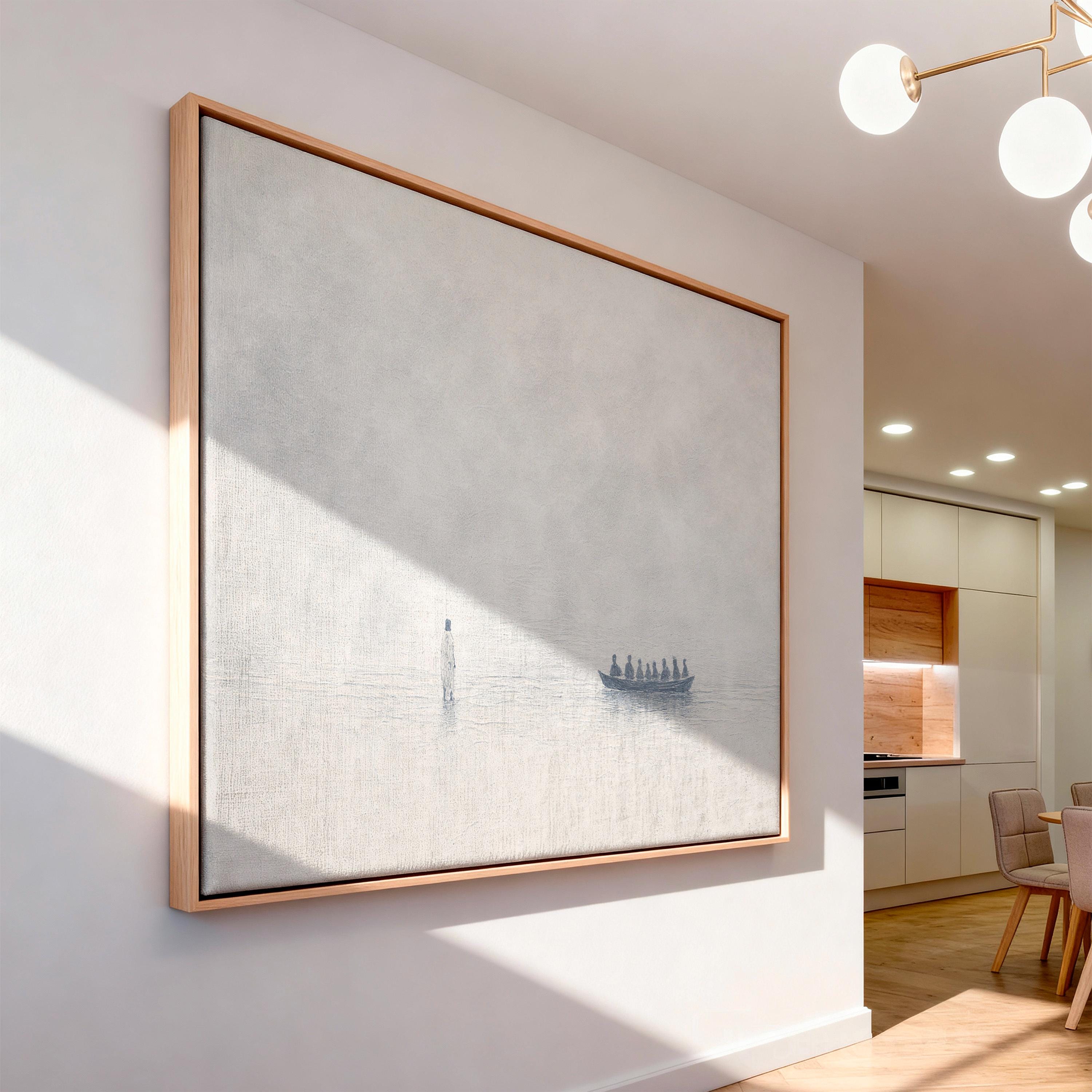 John 6:16 Wall Art – Minimalist Scripture Print, Christian Home Decor, Neutral Canvas-Style Artwork