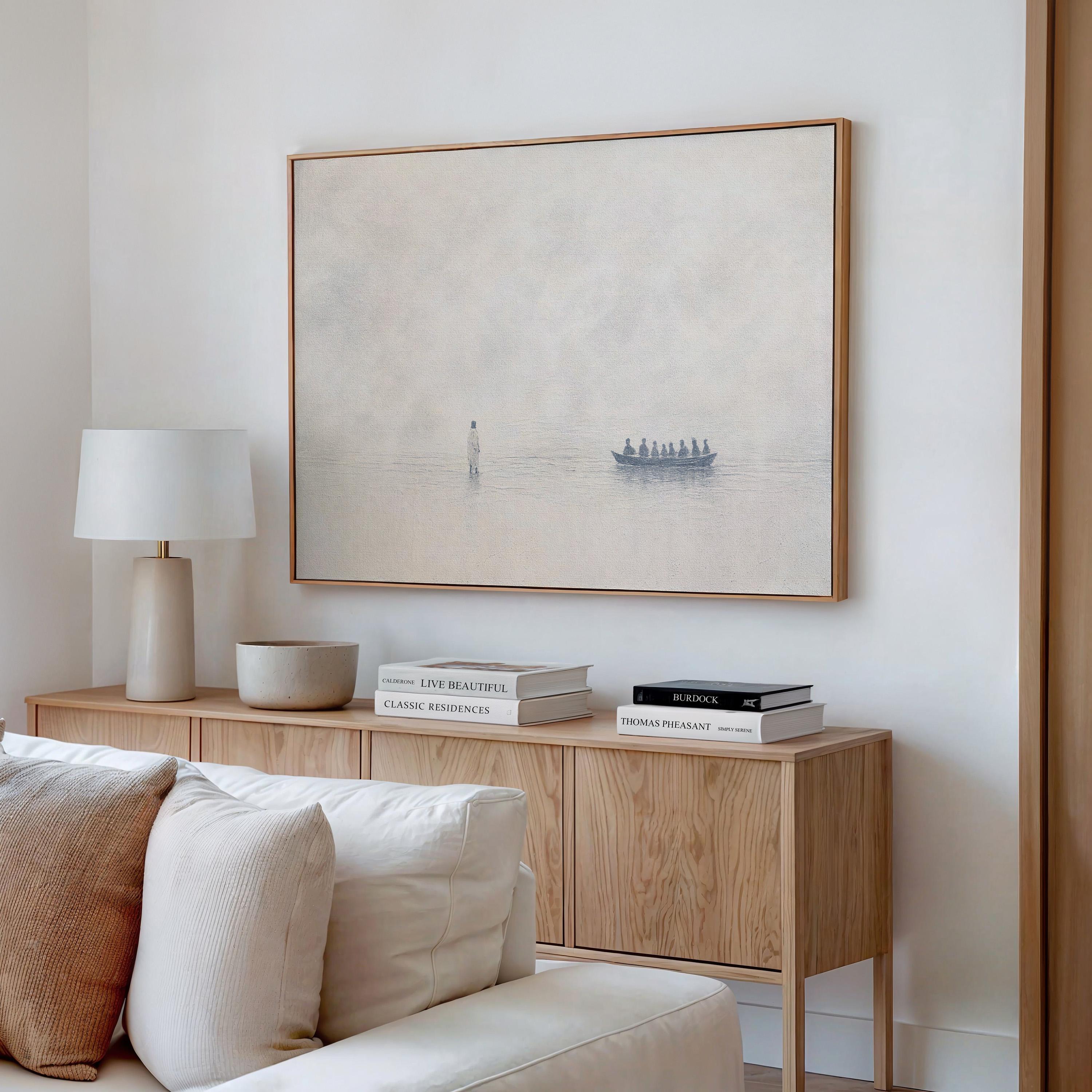 John 6:16 Wall Art – Minimalist Scripture Print, Christian Home Decor, Neutral Canvas-Style Artwork