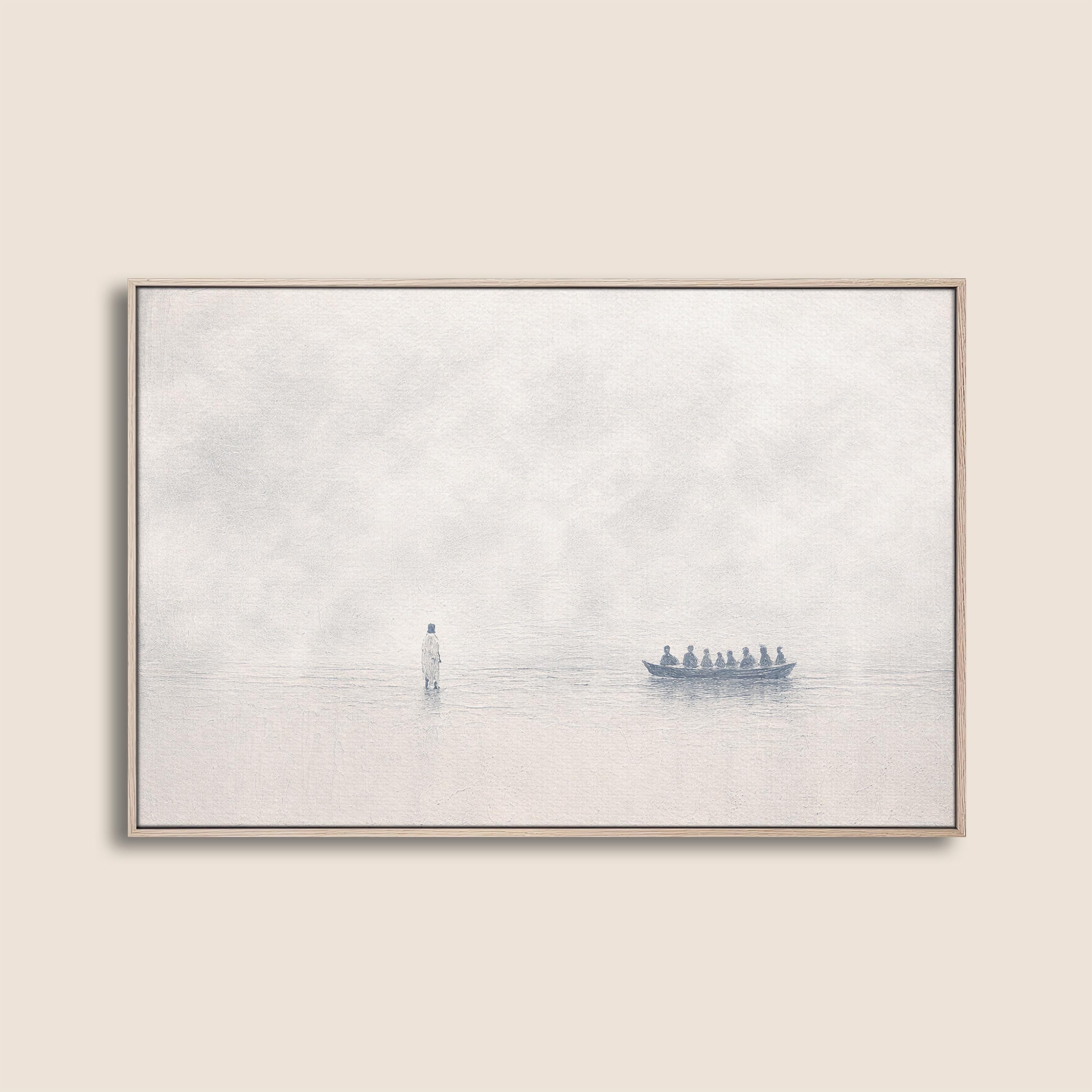 John 6:16 Wall Art – Minimalist Scripture Print, Christian Home Decor, Neutral Canvas-Style Artwork