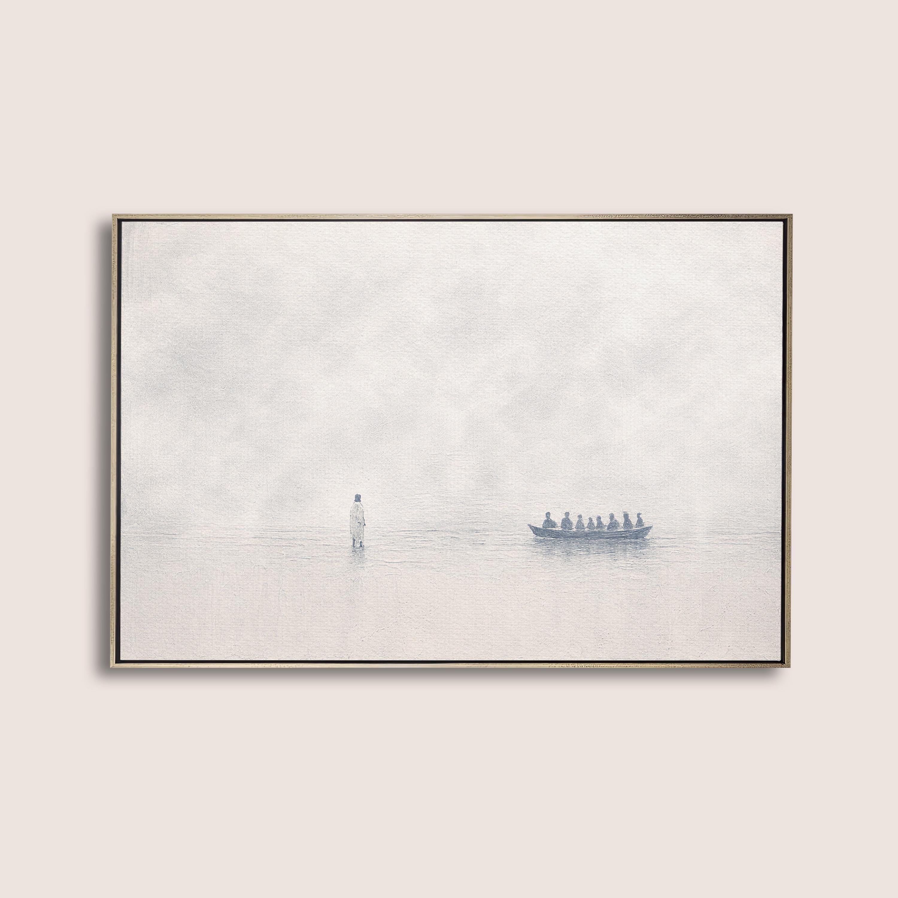 John 6:16 Wall Art – Minimalist Scripture Print, Christian Home Decor, Neutral Canvas-Style Artwork