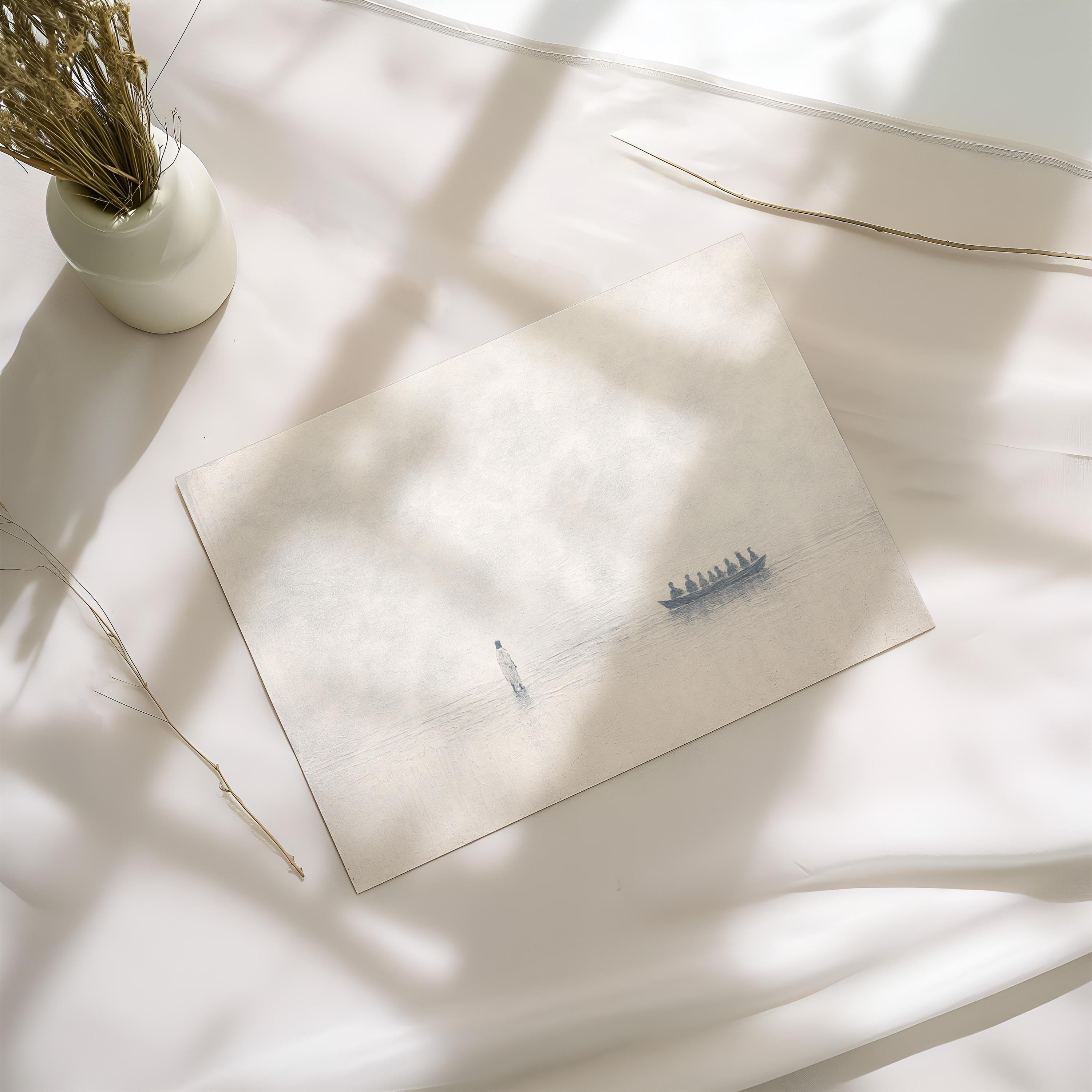 John 6:16 Wall Art – Minimalist Scripture Print, Christian Home Decor, Neutral Canvas-Style Artwork