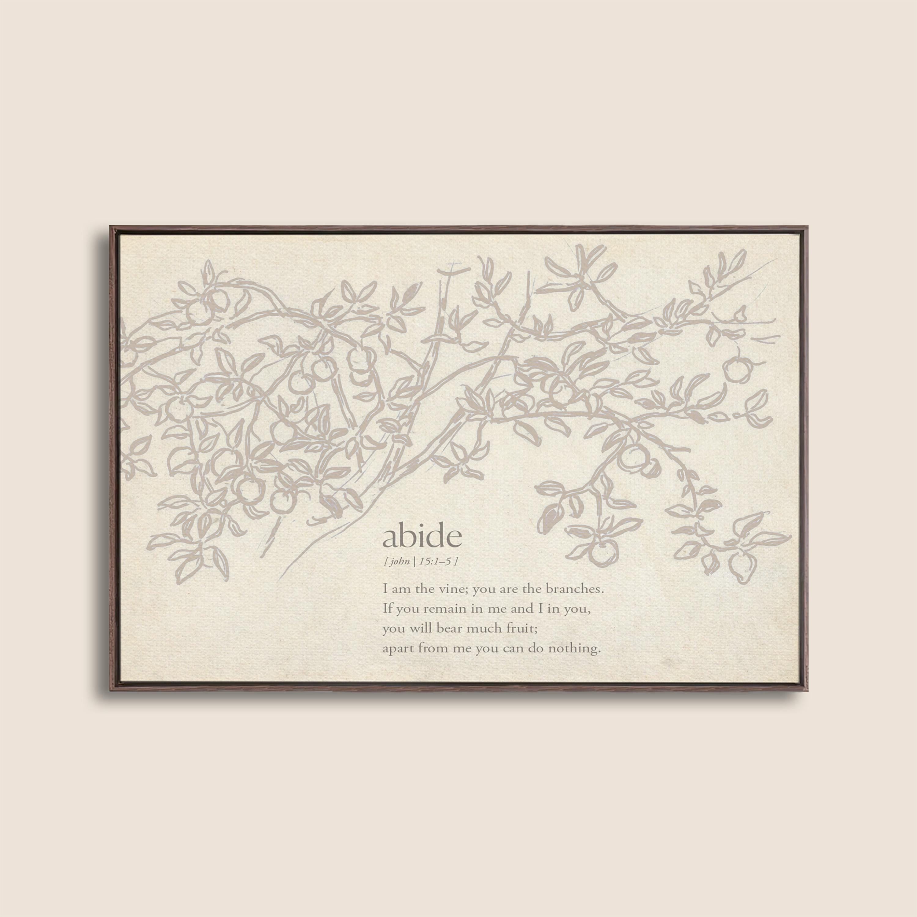 Abide Scripture Wall Art, John 15:1–5 Bible Verse Print, I Am the Vine You Are the Branches Artwork, Neutral Christian Home Decor