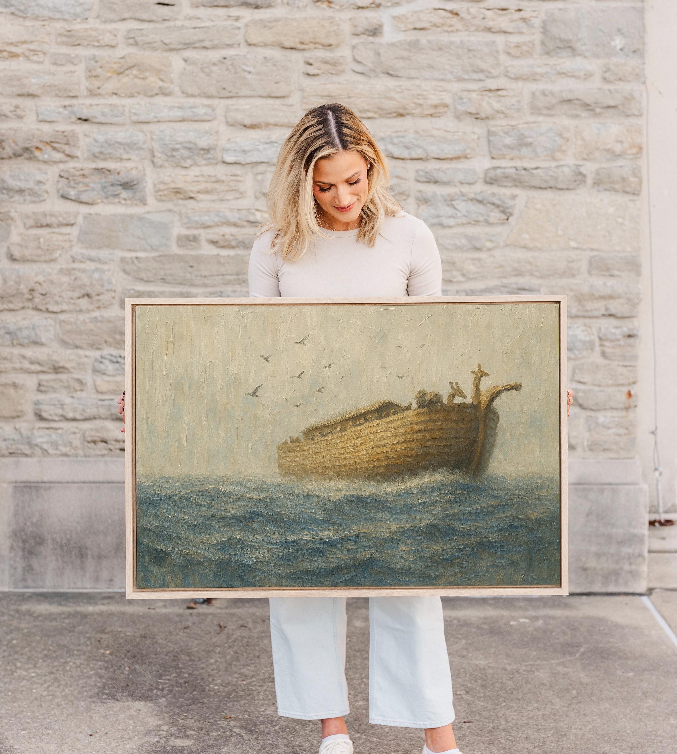 Noah's Ark Canvas Art Print: Christian Faith Nursery Decor