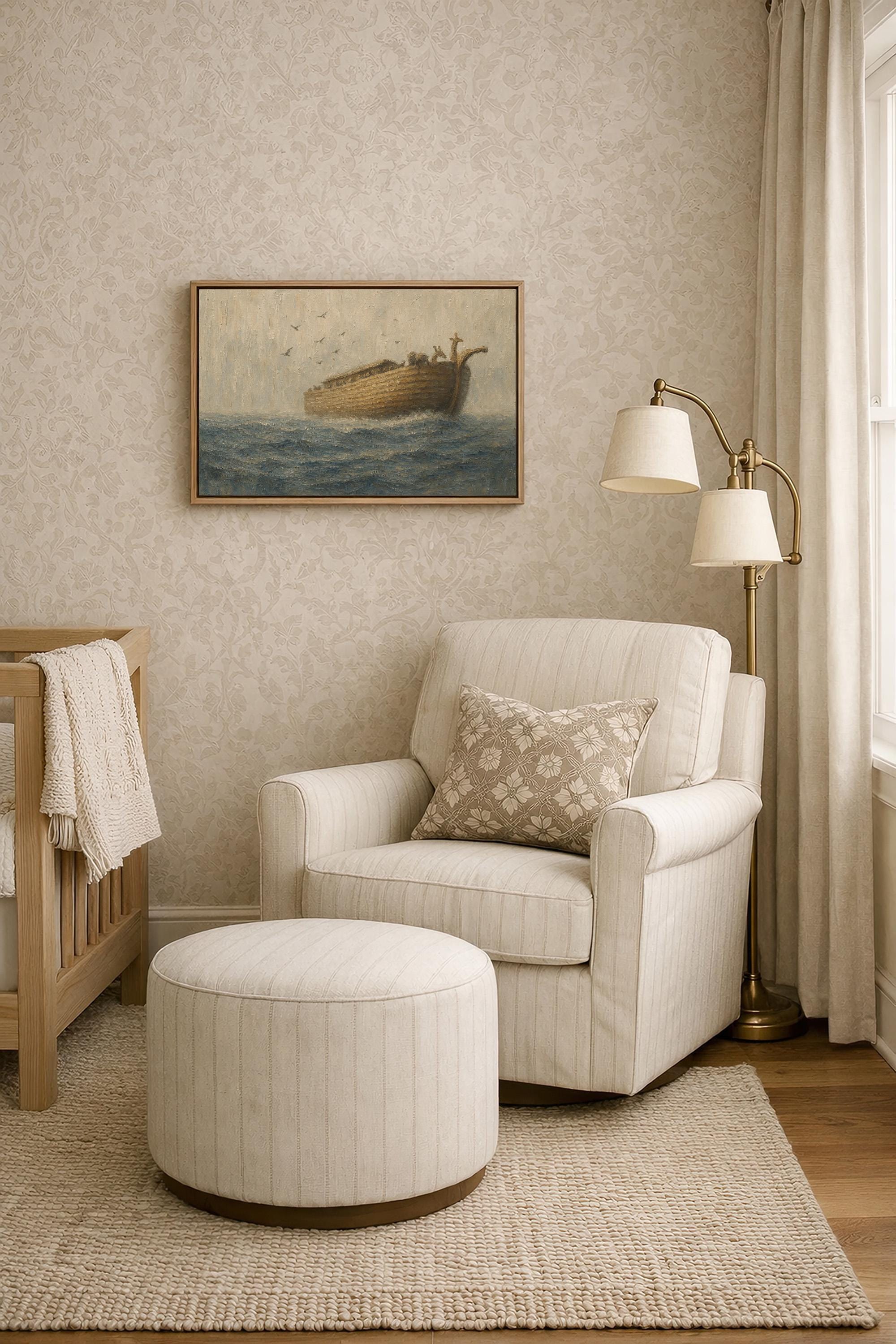 Noah's Ark Canvas Art Print: Christian Faith Nursery Decor