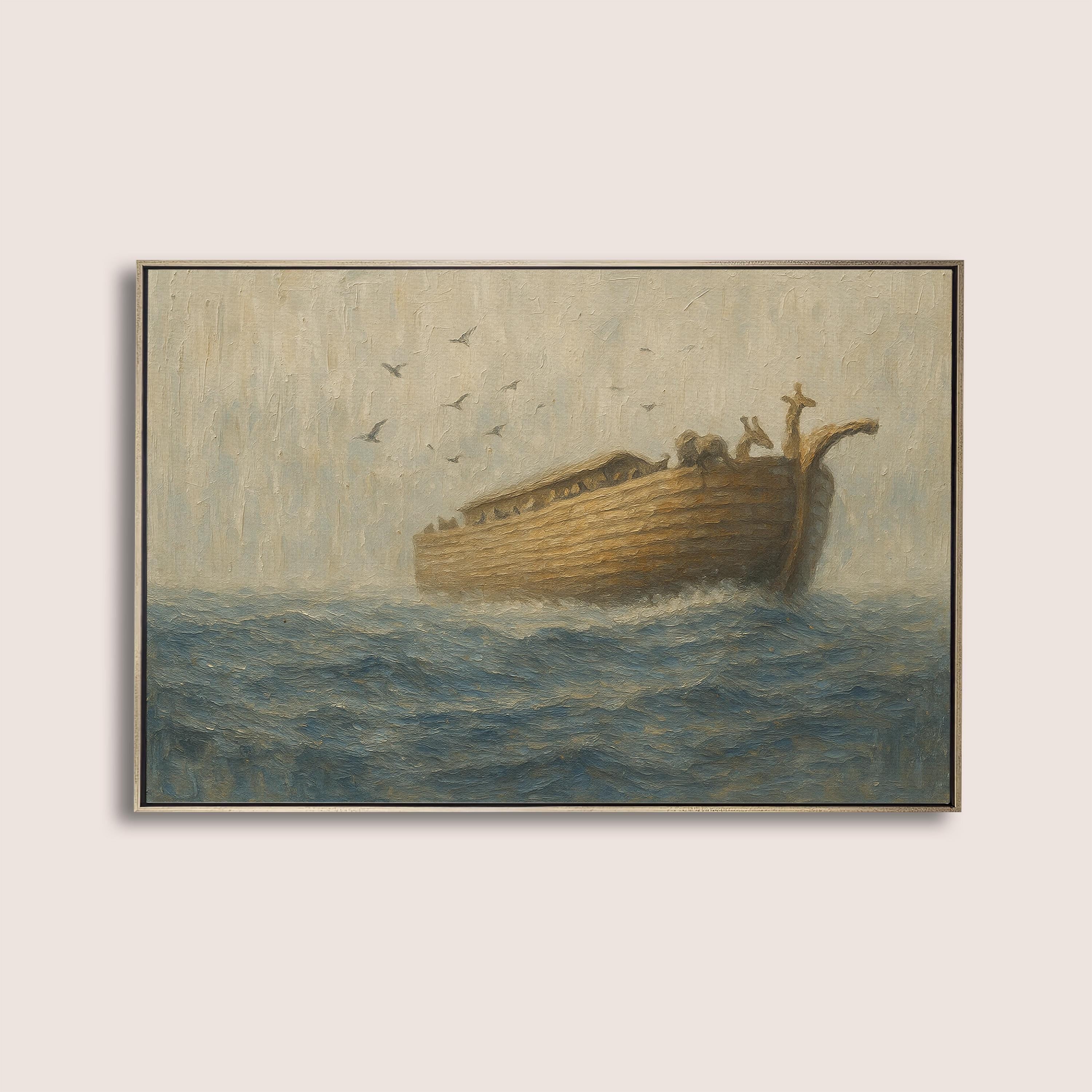 Noah's Ark Canvas Art Print: Christian Faith Nursery Decor