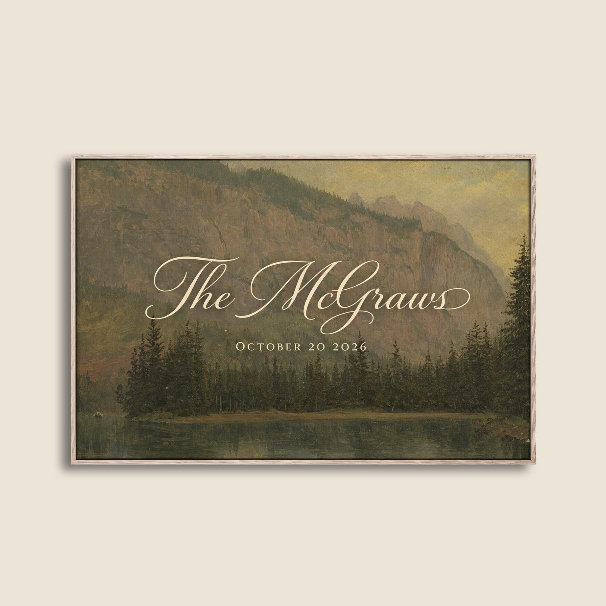 Custom Vintage Art Wedding Newlyweds Sign - Reception or Home Decor - Wedding Gift