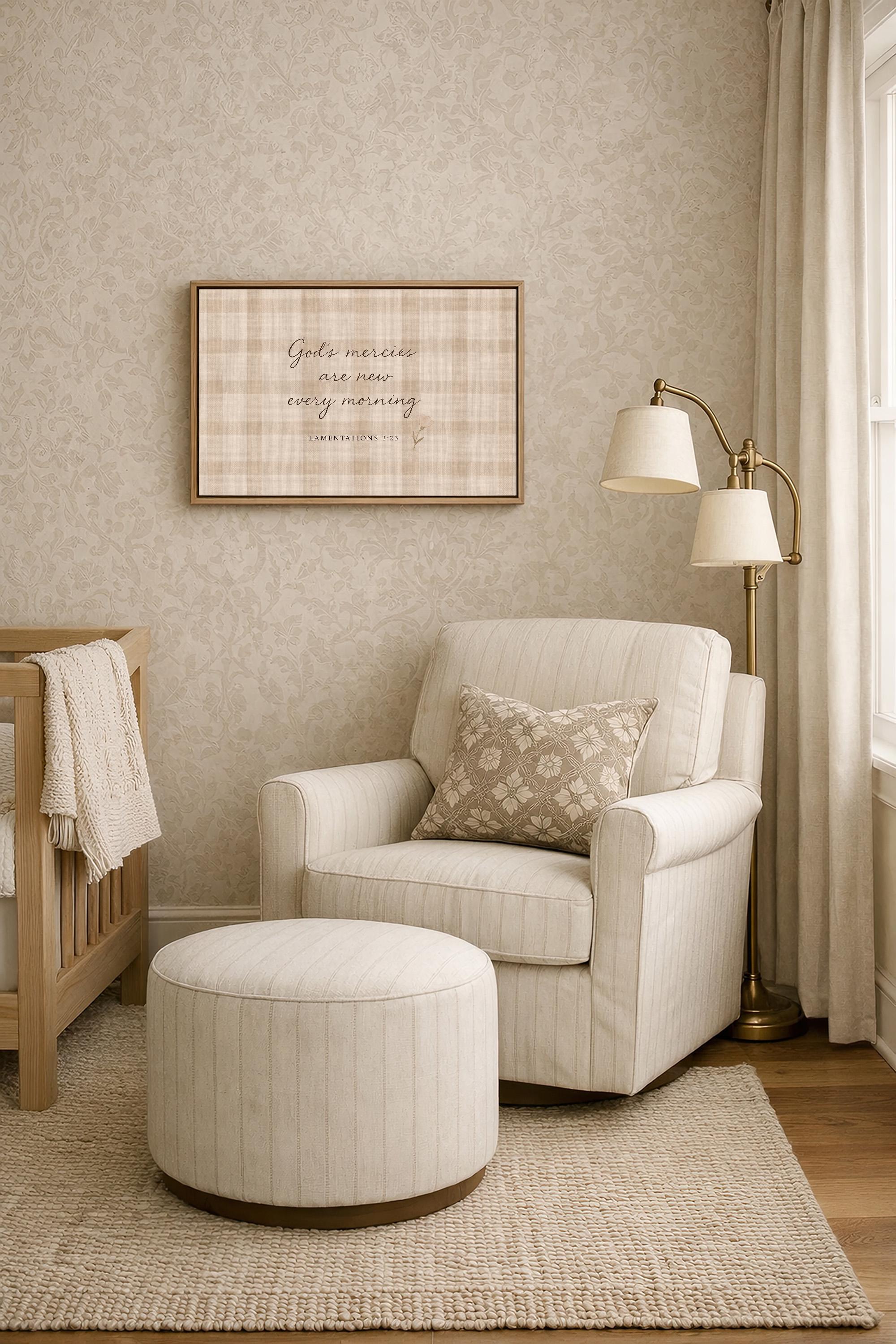 Baby Girl Nursery Decor Lamentations 3:23, God’s Mercies Are New Every Morning Artwork