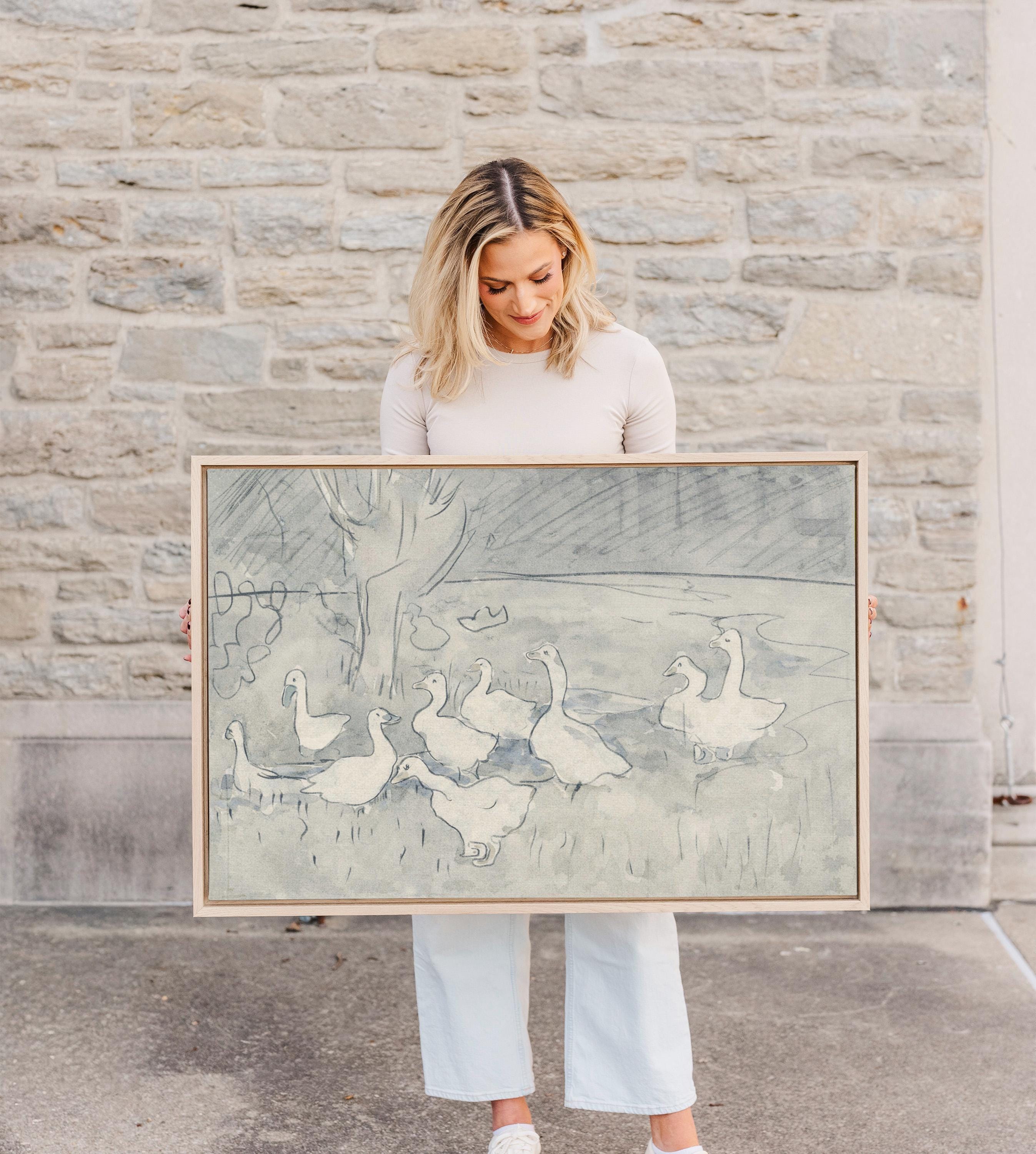 Blue Ducks Watercolor Print – Christian Nursery Wall Art, Matthew 6 Inspired