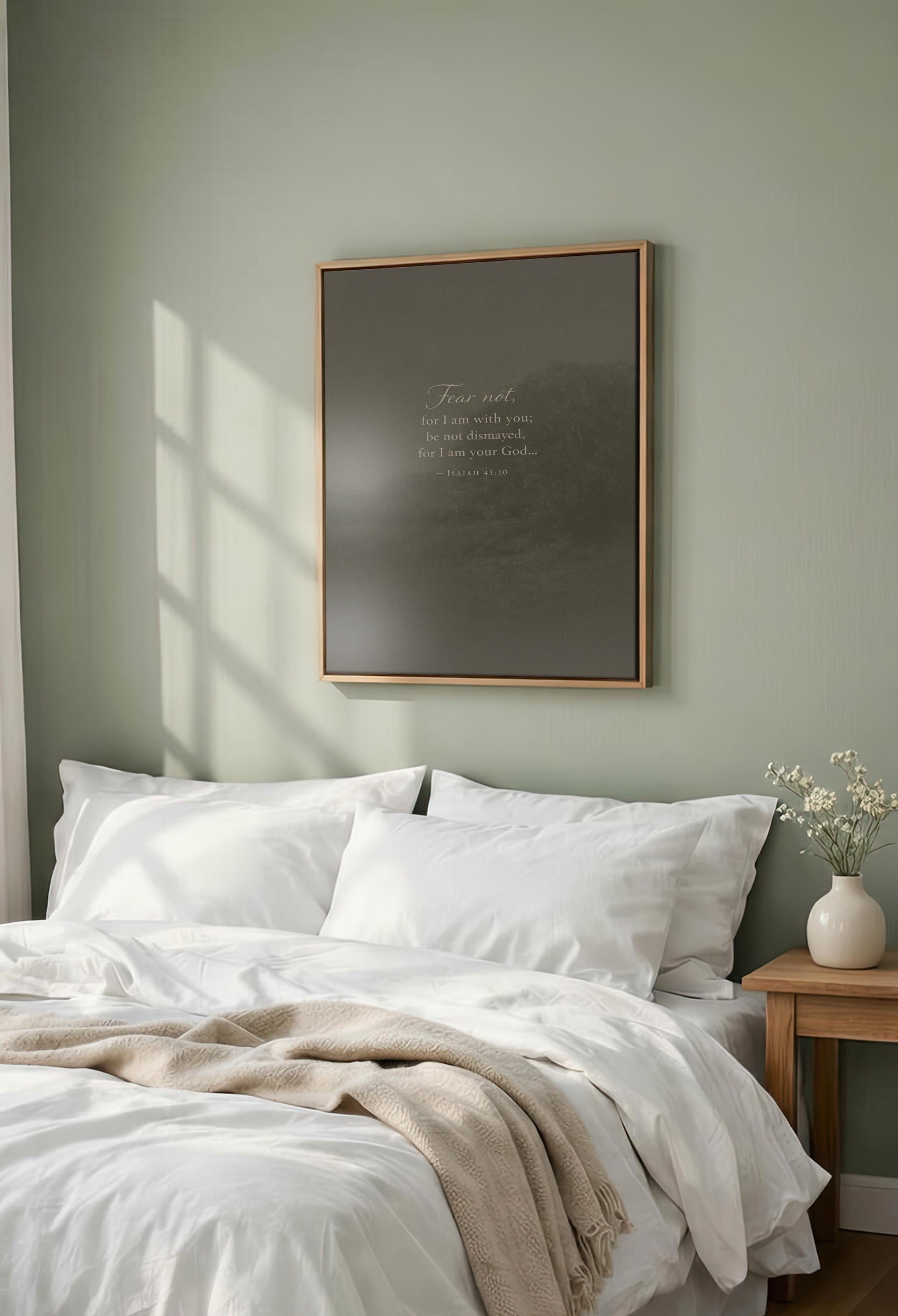 Isaiah 41:10 Wall Art | Fear Not Christian Scripture Print | Moody Neutral Landscape Decor | Encouraging Bible Verse Wall Art