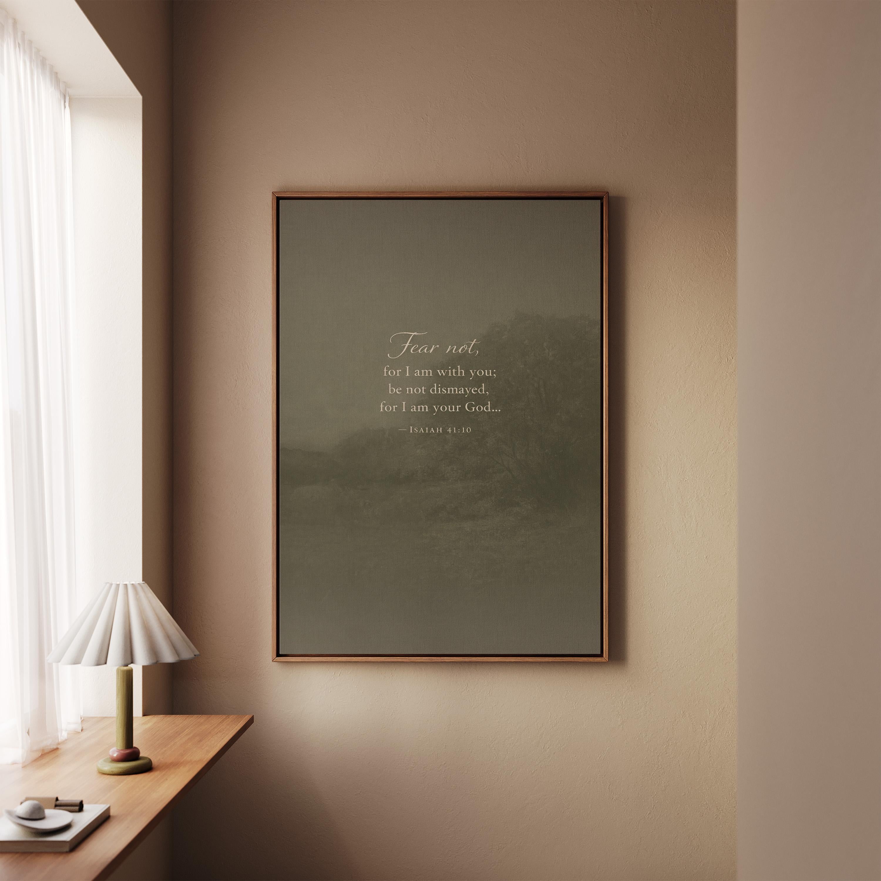 Isaiah 41:10 Wall Art | Fear Not Christian Scripture Print | Moody Neutral Landscape Decor | Encouraging Bible Verse Wall Art