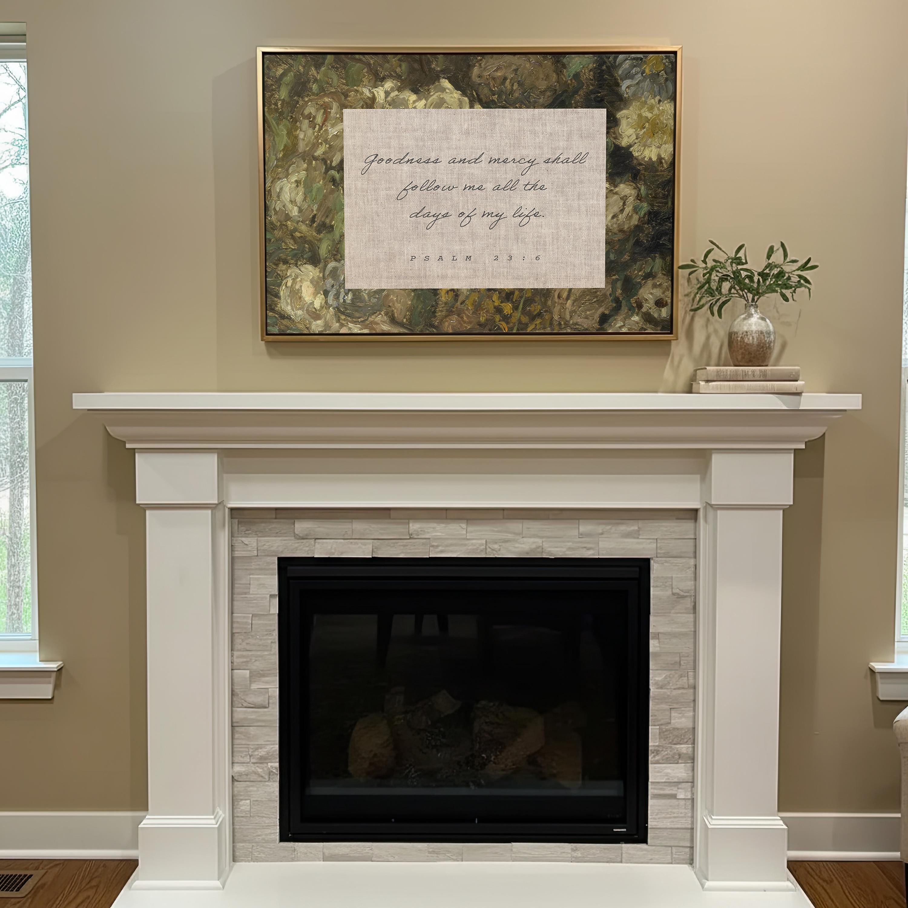 Psalm 23:6 Wall Art, Goodness Mercy Bible Verse Print, Farmhouse Faith Decor, FG435