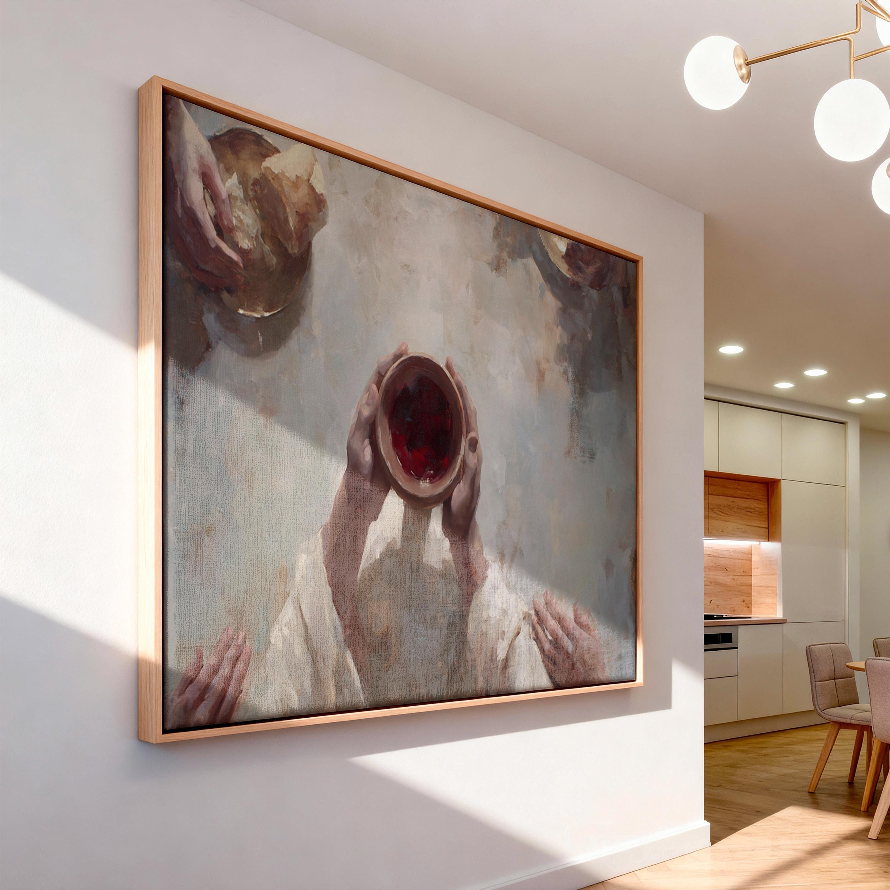 Jesus Last Supper Wall Art, Christian Communion Painting, Eucharist Artwork, Sacred Art Print