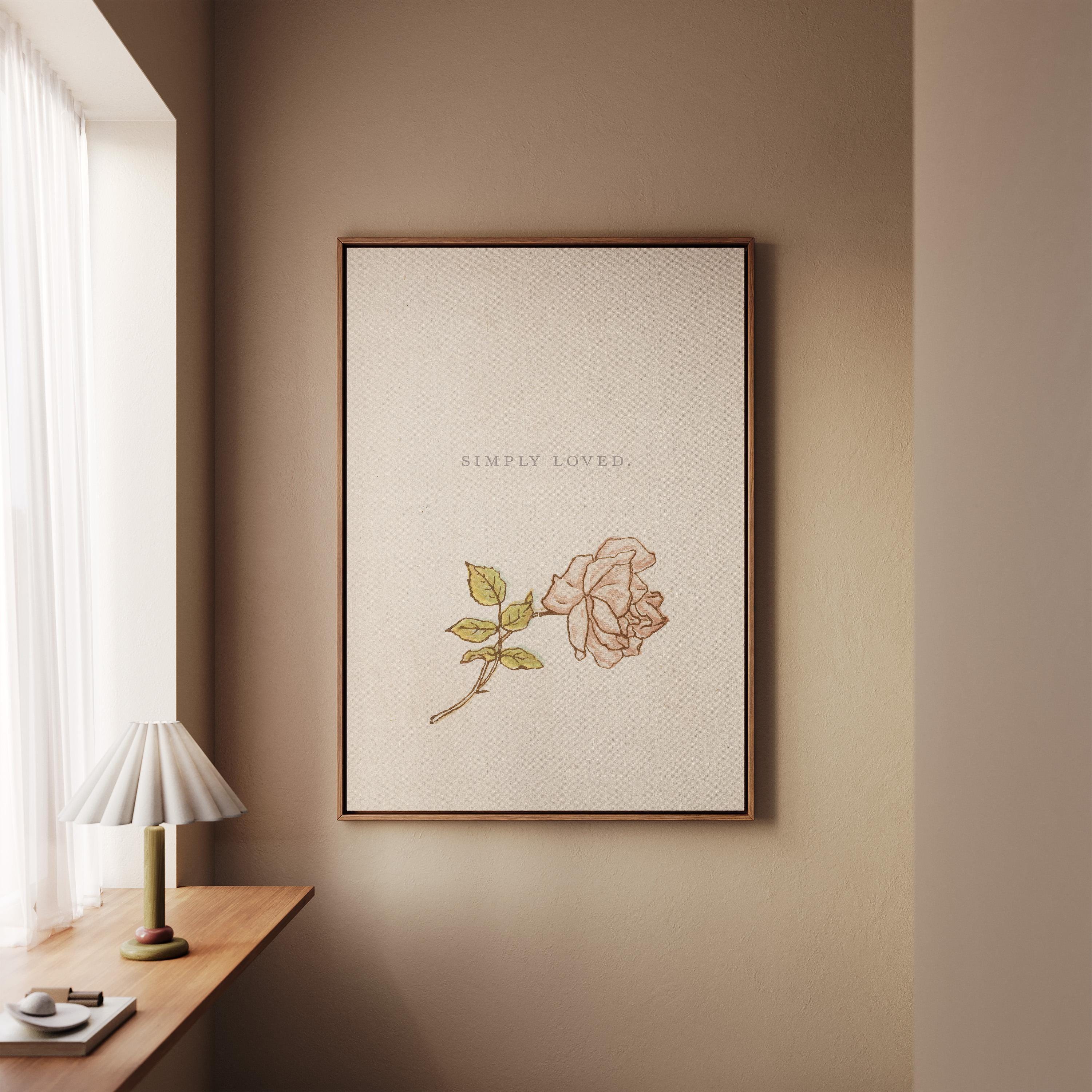 Simply Loved Christian Wall Art, Minimal Faith Nursery Print, Soft Floral Scripture Inspired Art, Neutral Christian Baby Room Decor