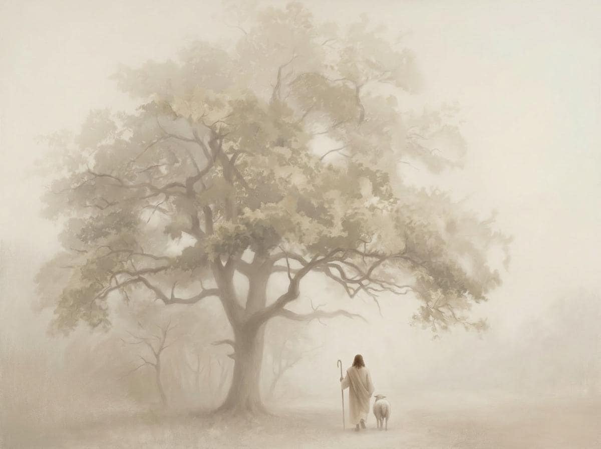 Good Shepherd Canvas | Oak Canopy Christian Wall Art Print | Moody Christian Wall Art | Faith Gift | M0002