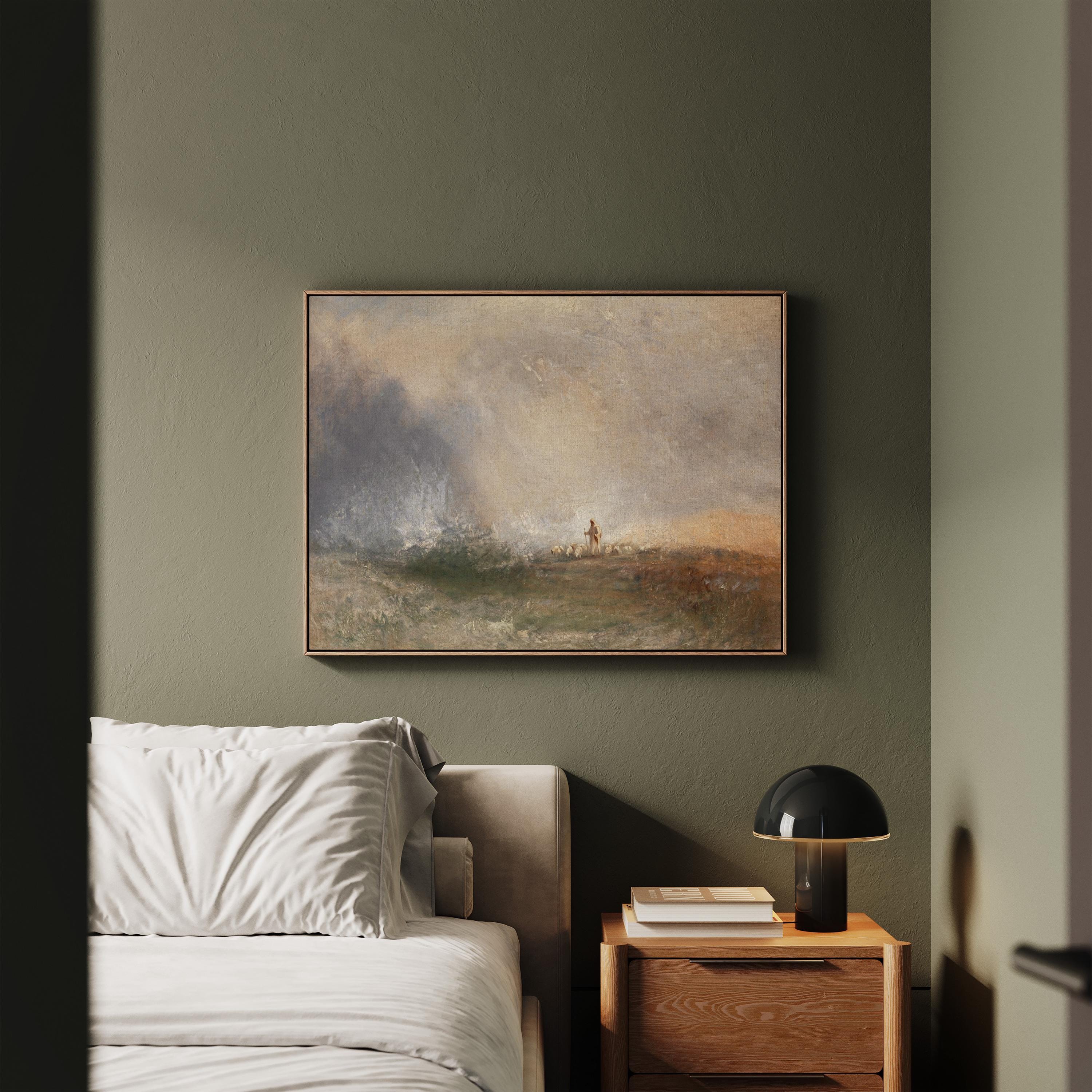 Psalm 23 Framed Canvas | Seascape Jesus Christian Print | Impressionist Christian Wall Art | Faith Gift | S0020