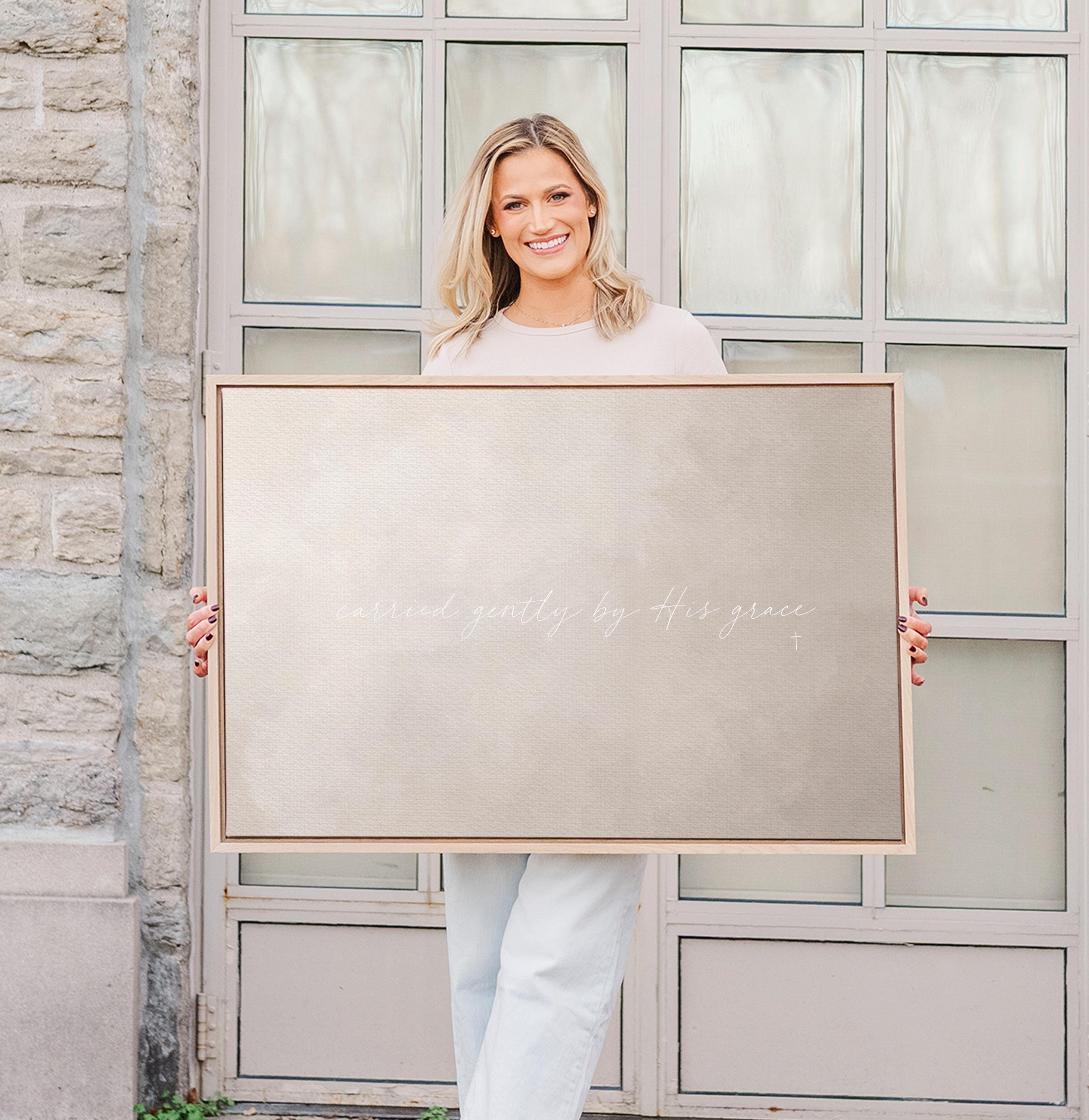 Carried by Grace Canvas | Carried Gently by His Grace Framed Canvas Christian Wall Art | Faith Gift for Her | C0011