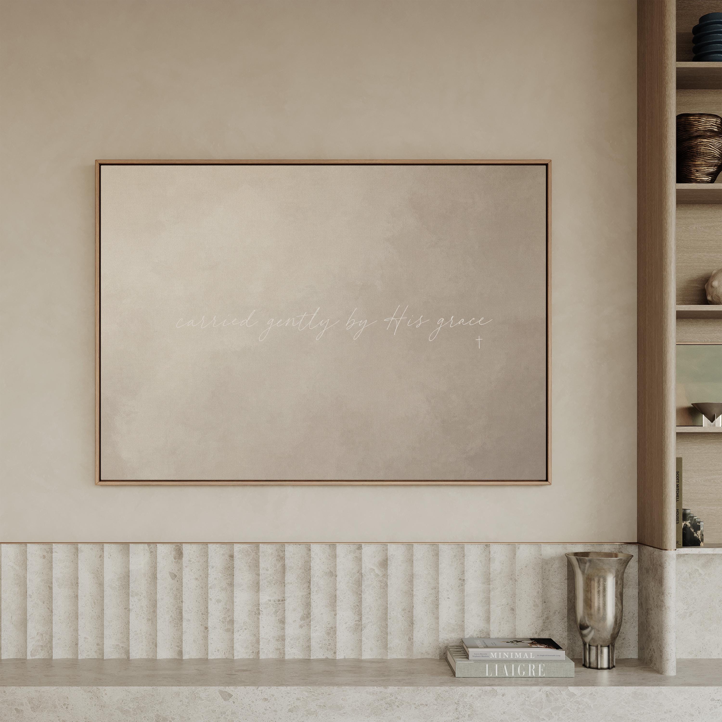 Carried by Grace Canvas | Carried Gently by His Grace Framed Canvas Christian Wall Art | Faith Gift for Her | C0011