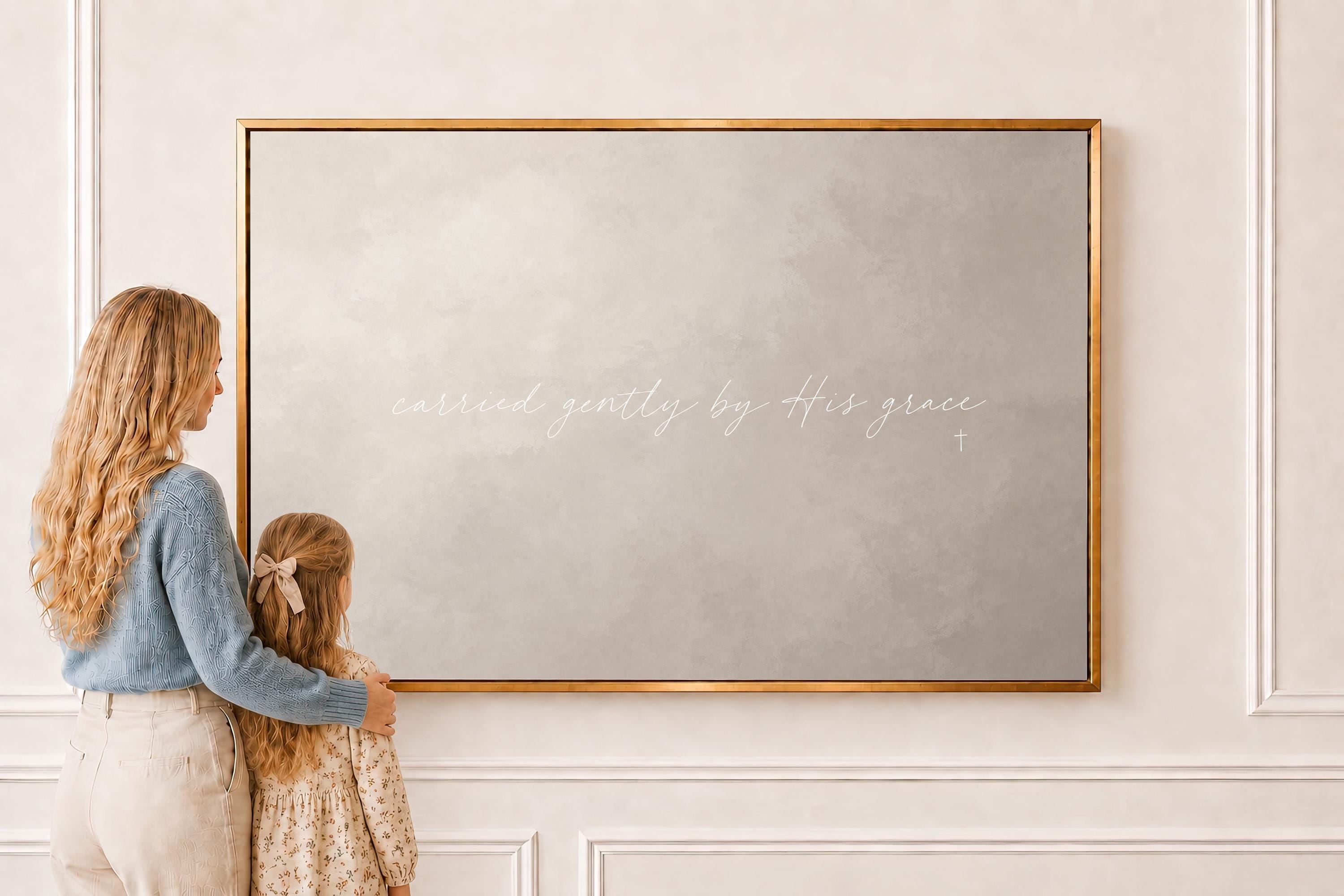 Carried by Grace Canvas | Carried Gently by His Grace Framed Canvas Christian Wall Art | Faith Gift for Her | C0011