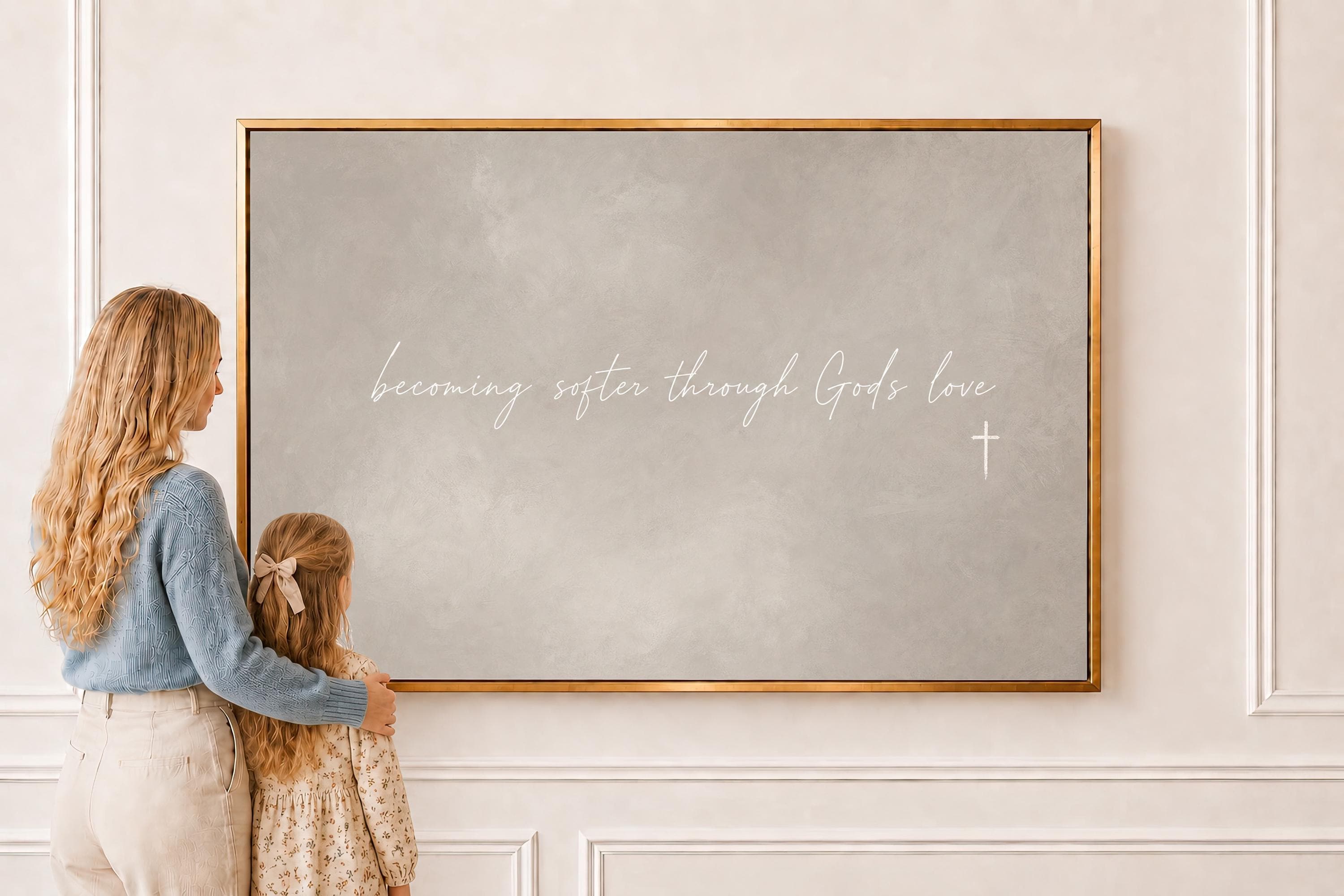 Softened by Love Canvas | Becoming Softer Through His Love Framed Canvas Christian Wall Art | Faith Gift for Her | C0015