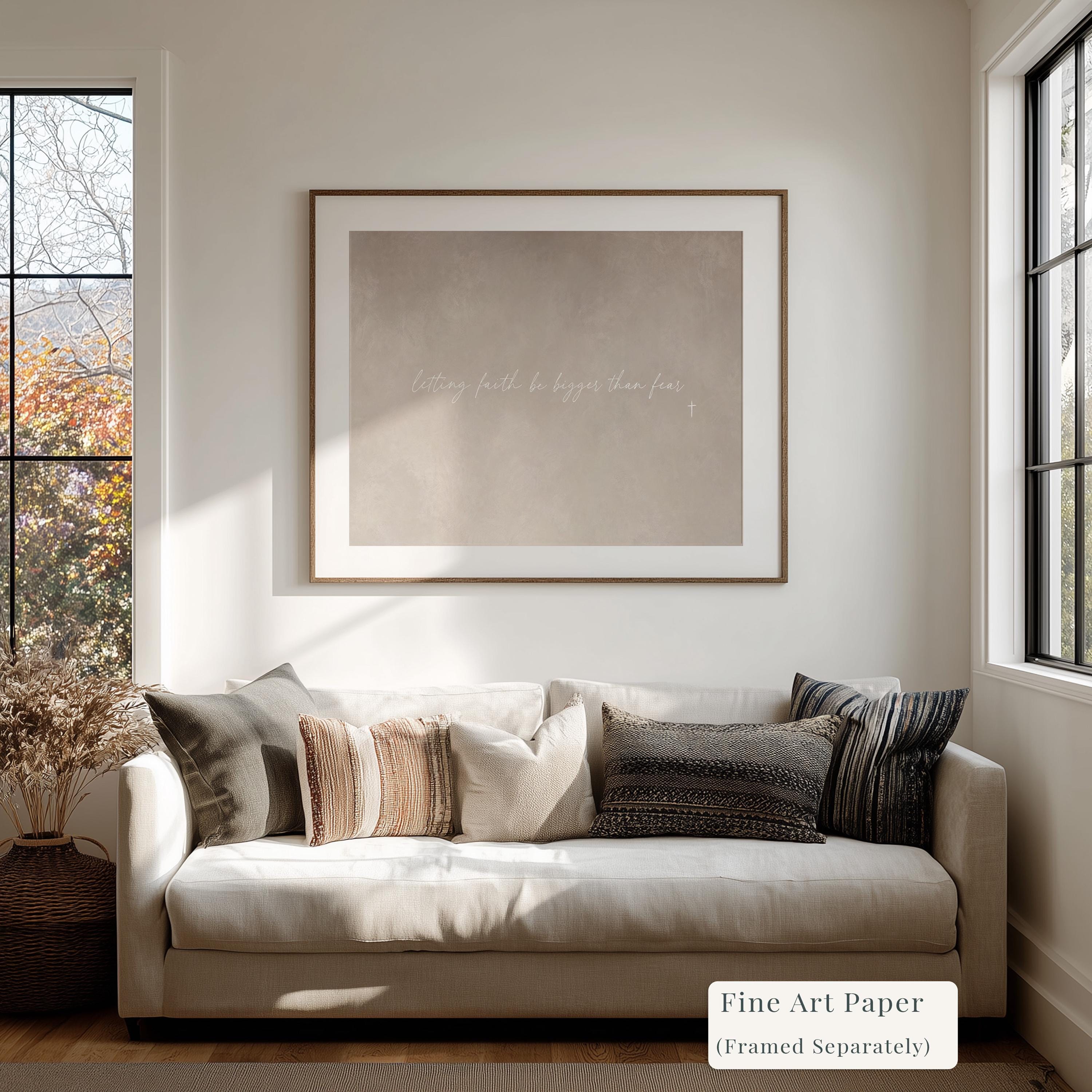 Faith Over Fear Canvas | Faith Bigger Than Fear Framed Canvas Christian Wall Art | Faith Gift for Her | C0006