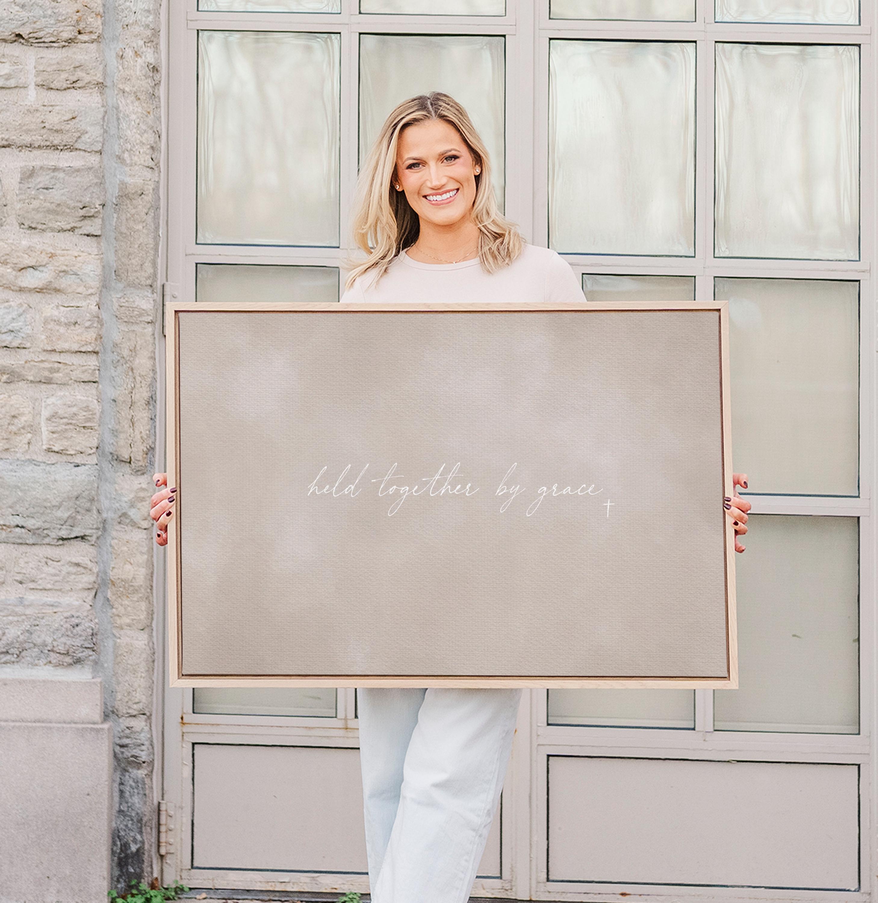 Held by Grace Canvas | Held Together by Grace Framed Canvas Christian Wall Art | Faith Gift for Her | C0001