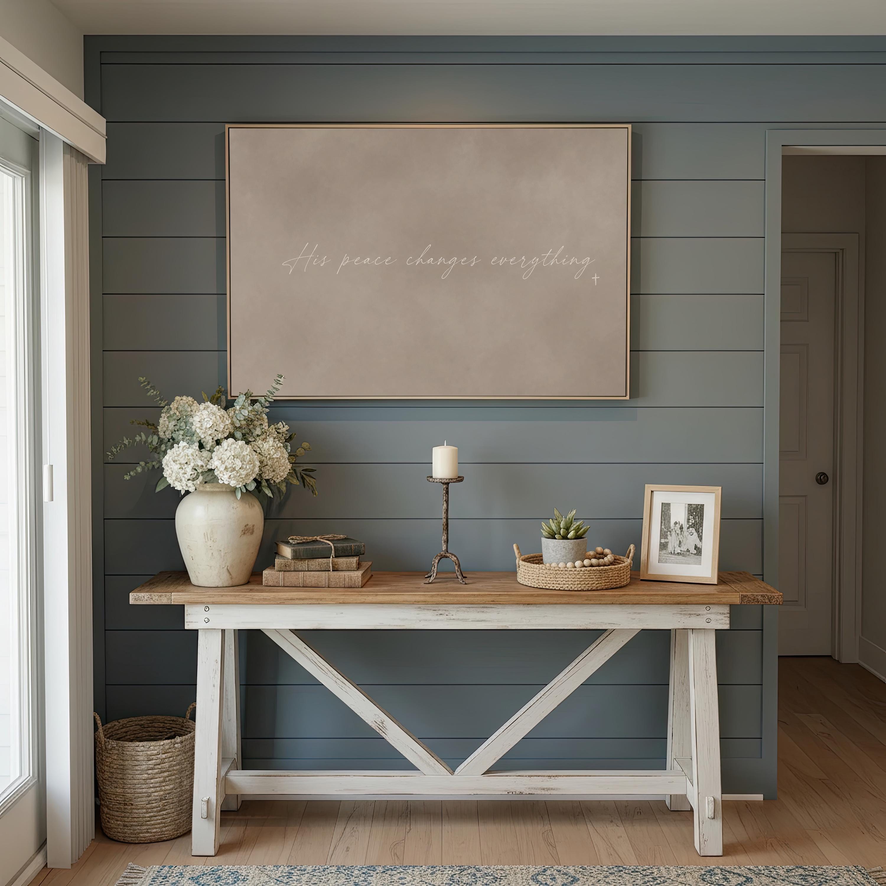 His Peace Canvas | His Peace Changes Everything Framed Canvas Christian Wall Art | Faith Gift for Her | C0017
