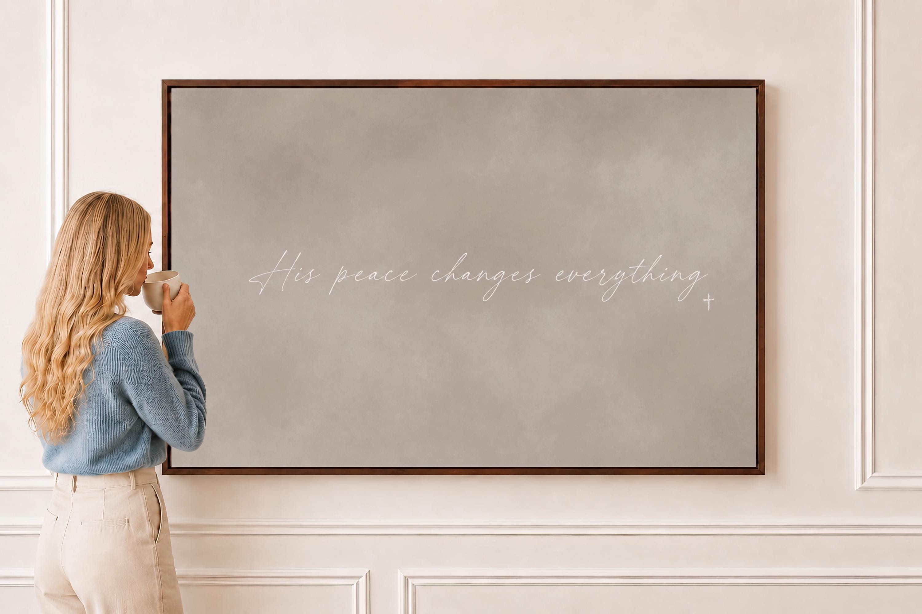 His Peace Canvas | His Peace Changes Everything Framed Canvas Christian Wall Art | Faith Gift for Her | C0017