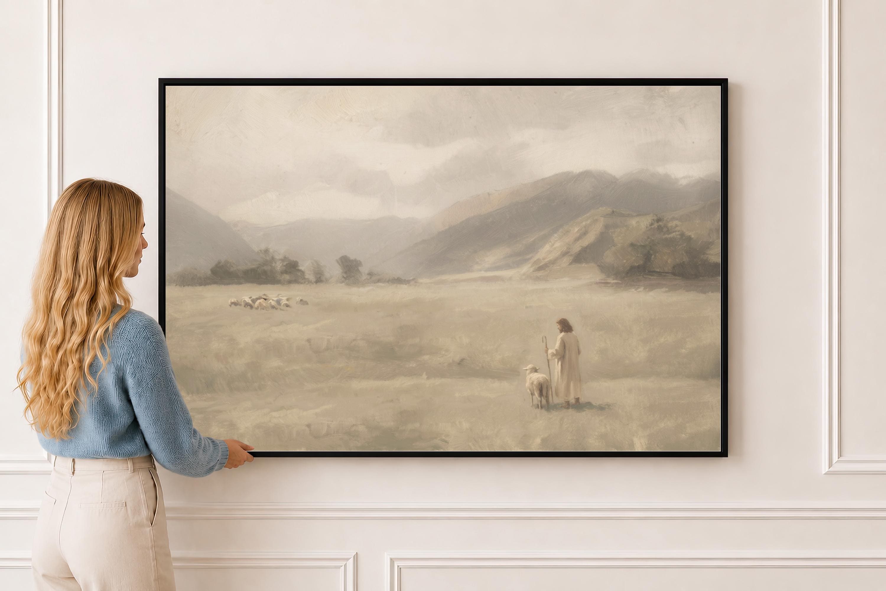 Be Still Canvas | Mountain Meadow Christian Wall Art Print | Vintage Christian Wall Art | Faith Gift | F0008