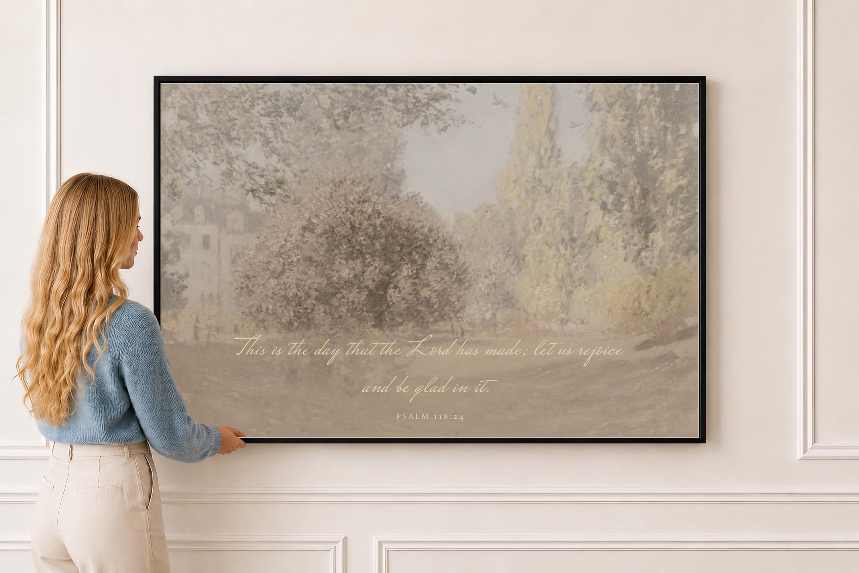 This Is the Day Canvas | Monet-Inspired Parc Monceau Christian Decor | Impressionist Christian Wall Art | Faith Gift | T0014