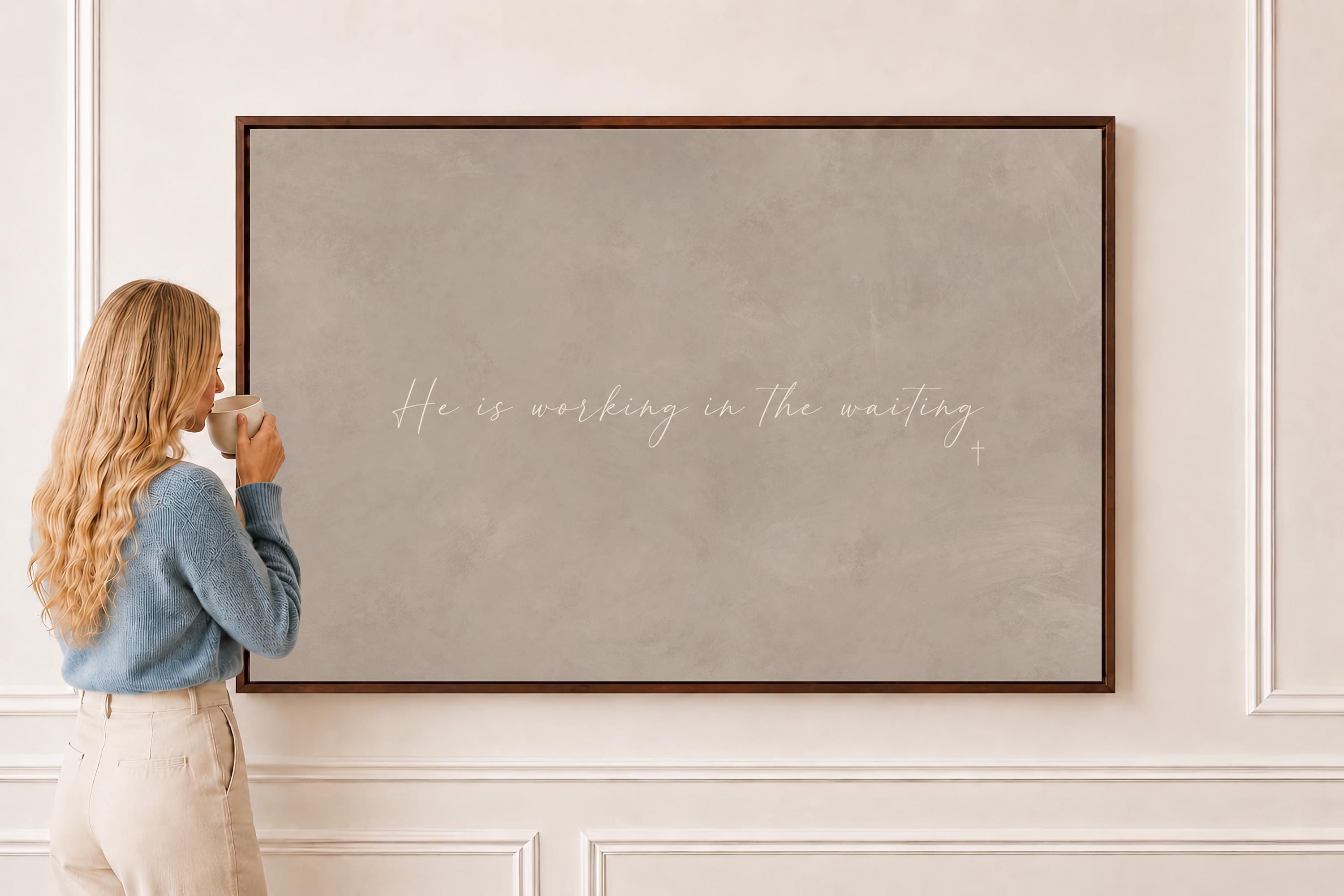 In the Waiting Canvas | Working in the Waiting Framed Canvas Christian Wall Art | Faith Gift for Her | C0010