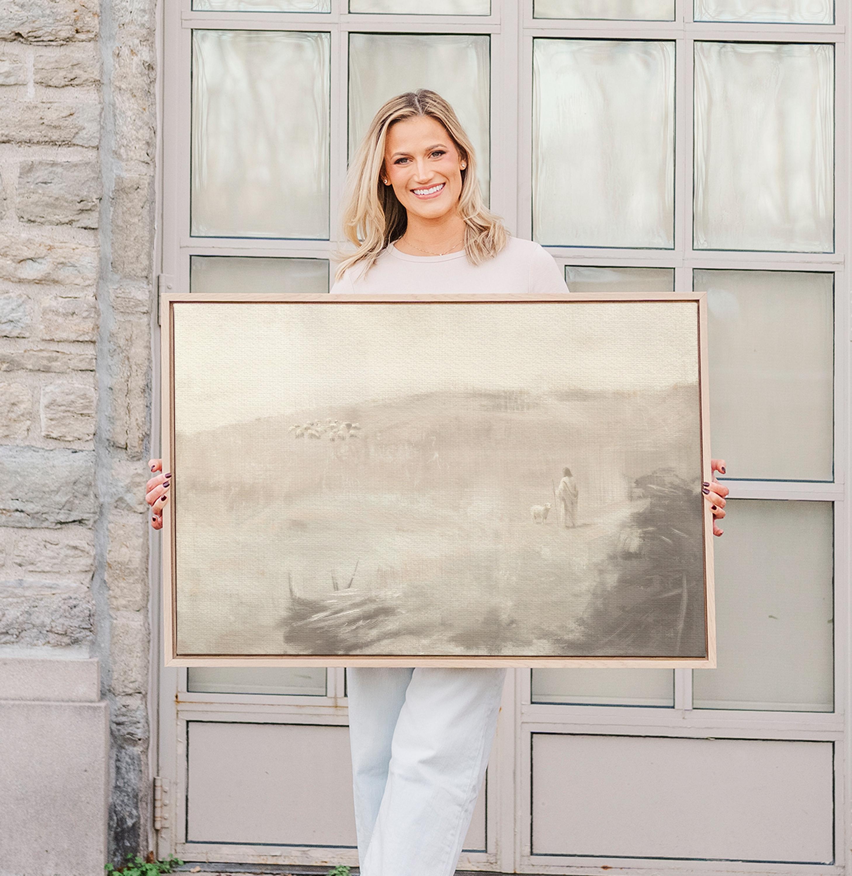 Farmhouse Faith Canvas | Weathered Meadow Christian Wall Art Print | Neutral Christian Wall Art | Faith Gift | G0013